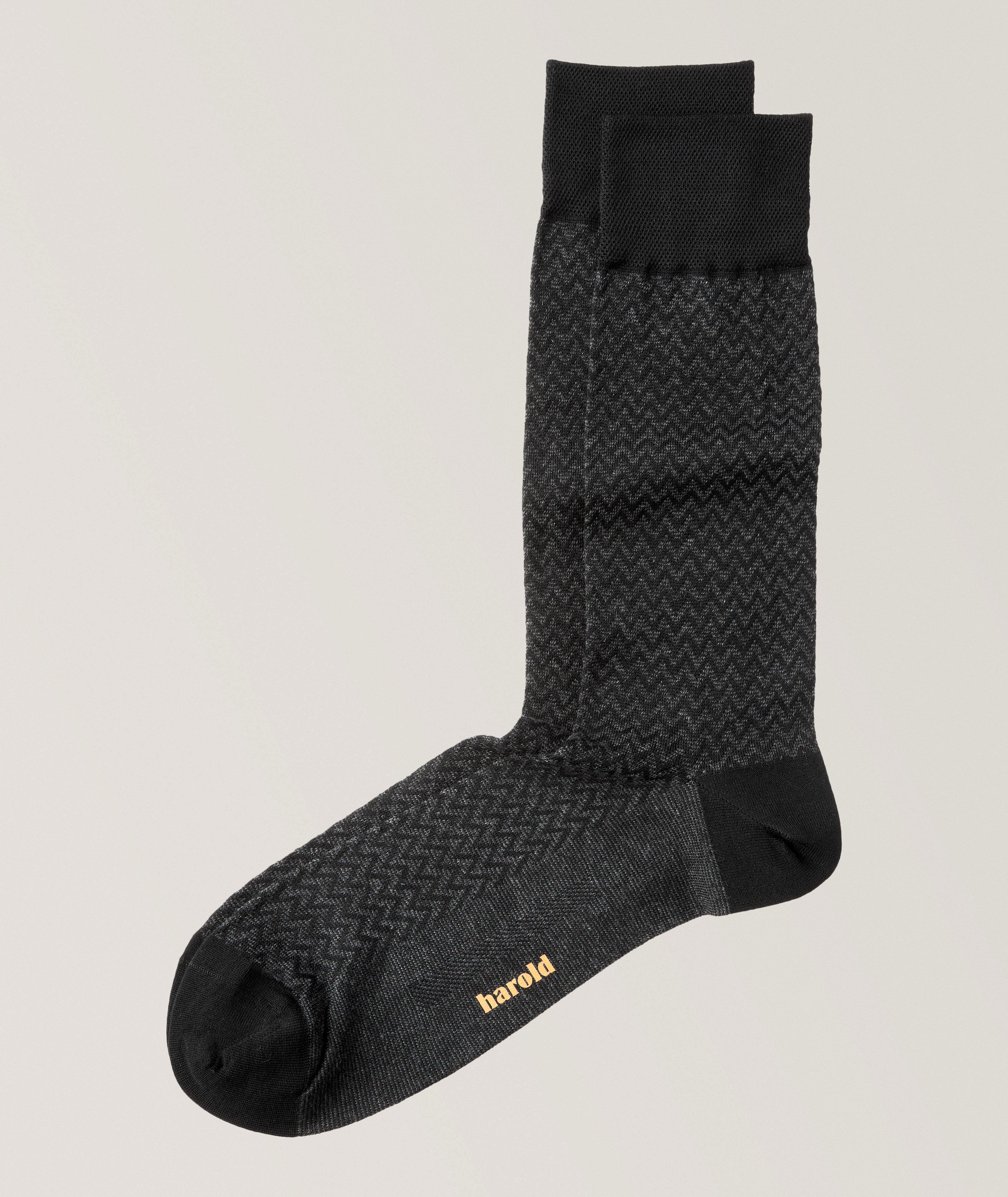Zigzag Stretch-Cotton Sock