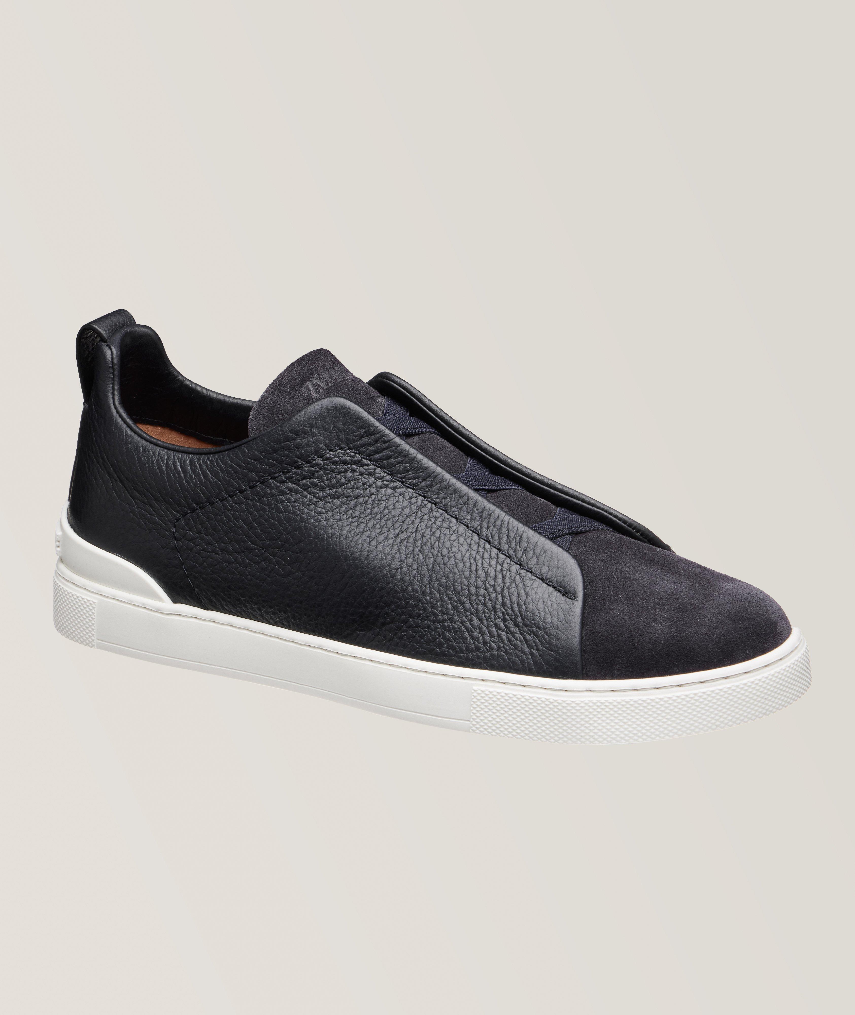 Zegna Flâneur Sport En Cuir, Collection Triple Stitch En Bleu , Taille Homme 9