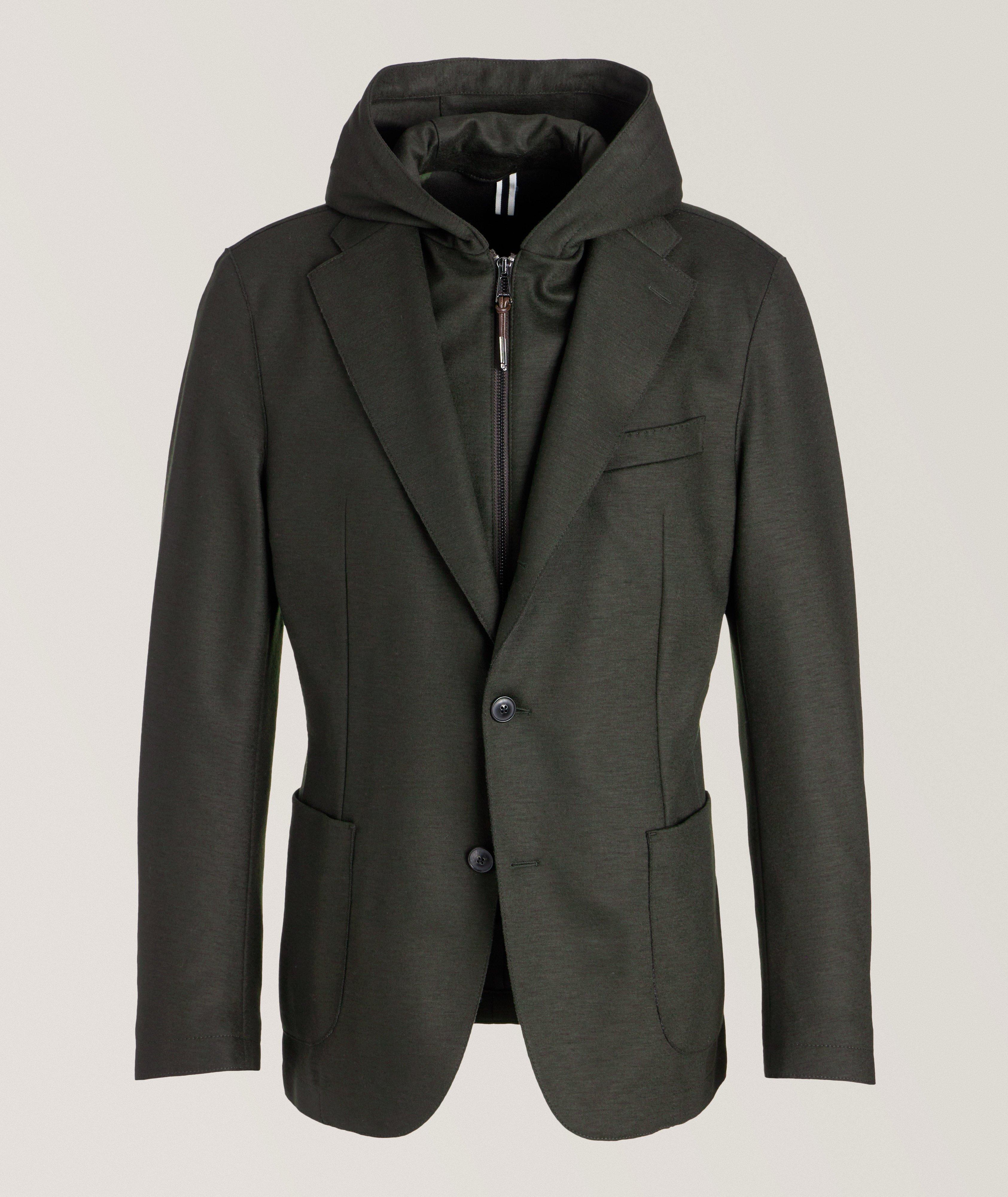 Wool-Blend Hooded Sport Jacket