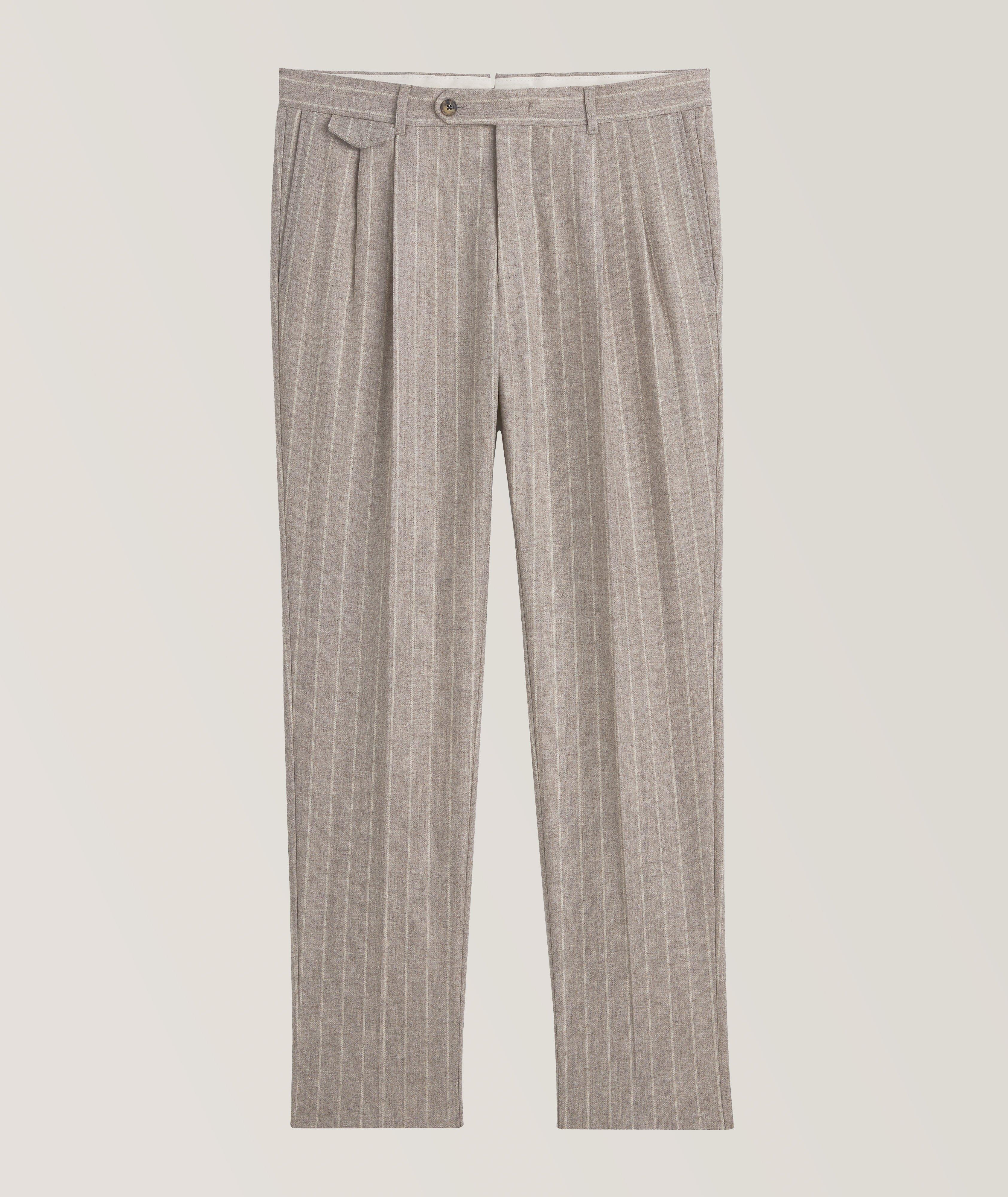Serpo Pinstripe Flannel Wool-Blend Trousers