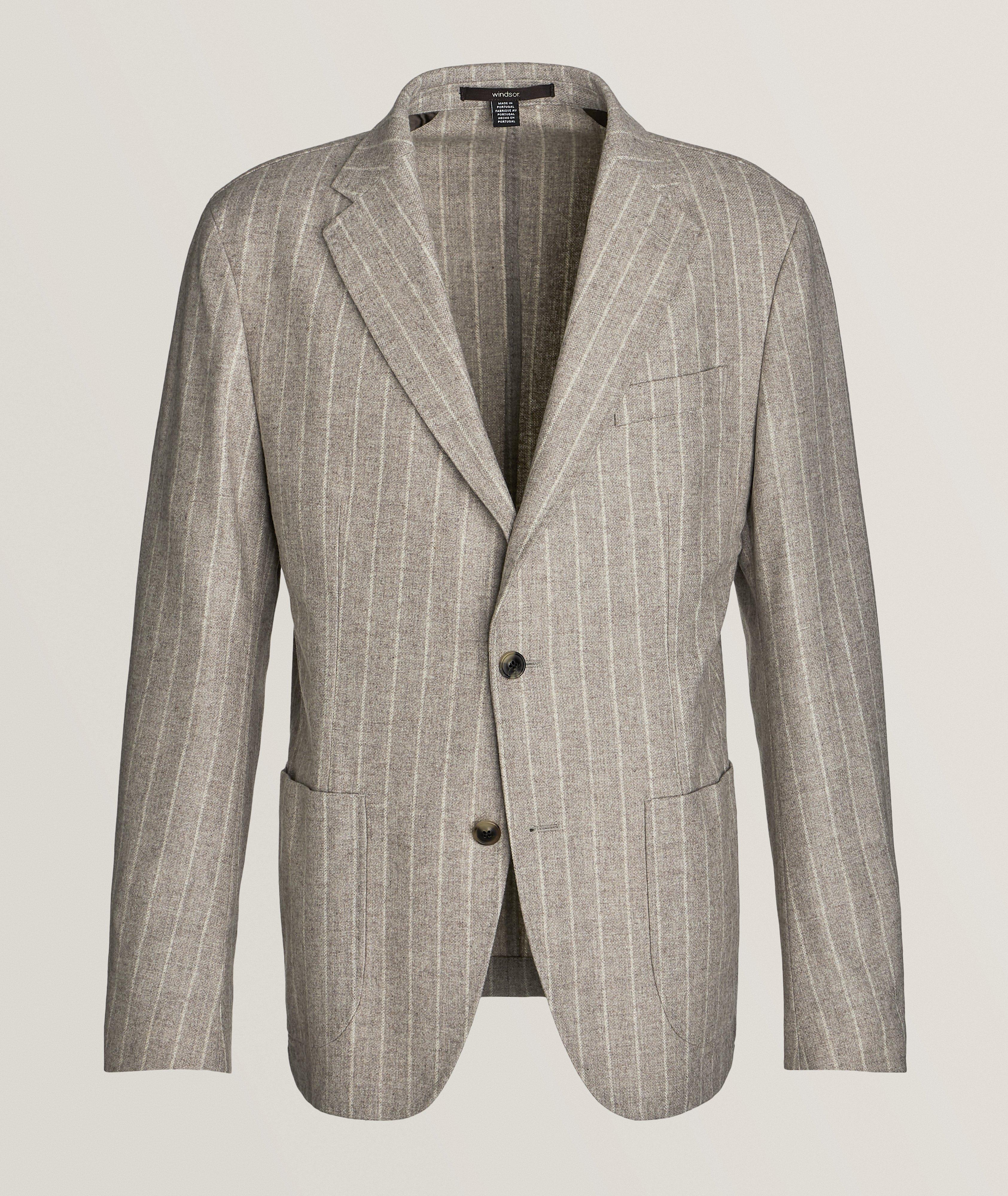 Giro Pinstripe Flannel Wool-Blend Sport Jacket