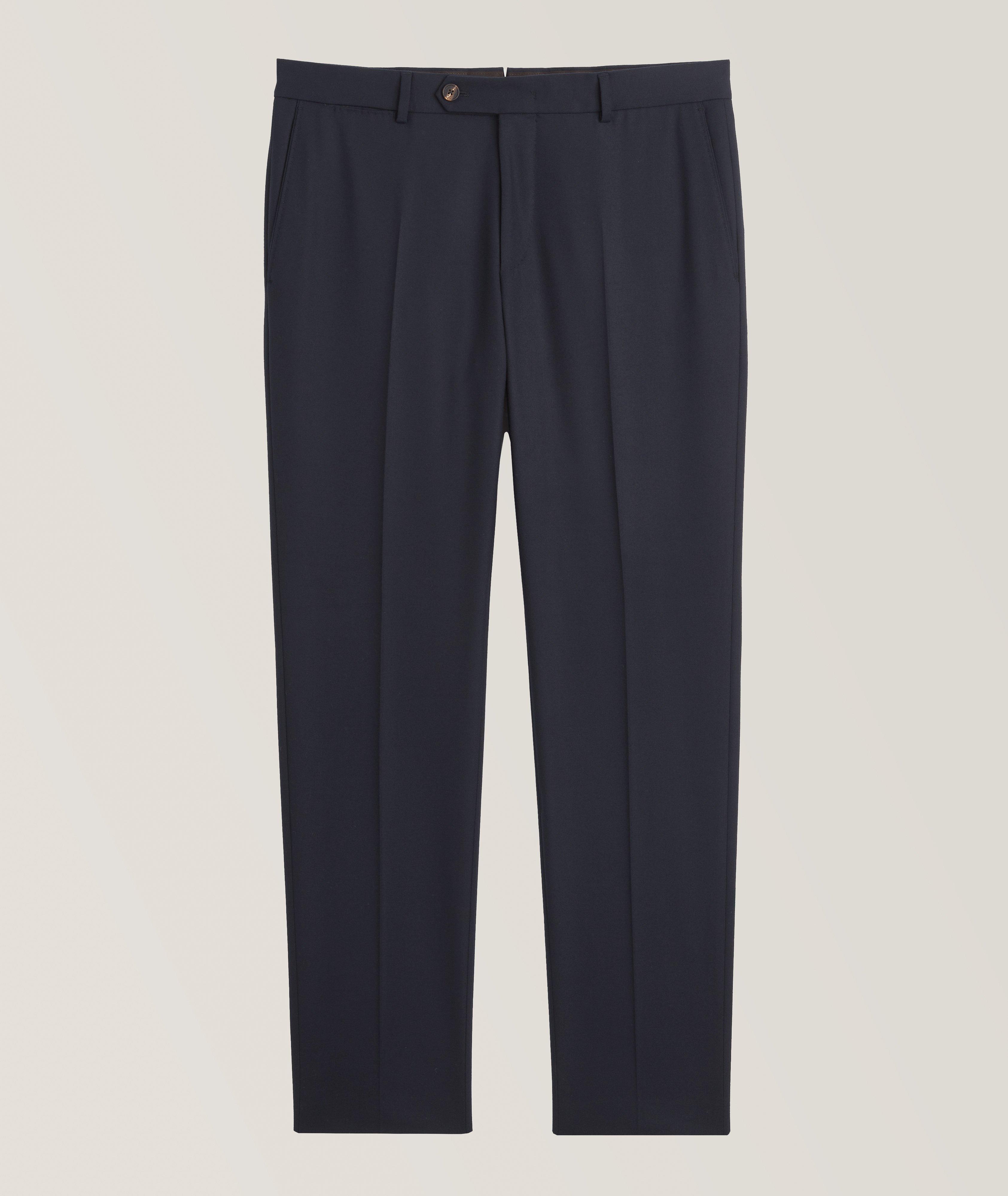 Flat Front Wool-Blend Trousers