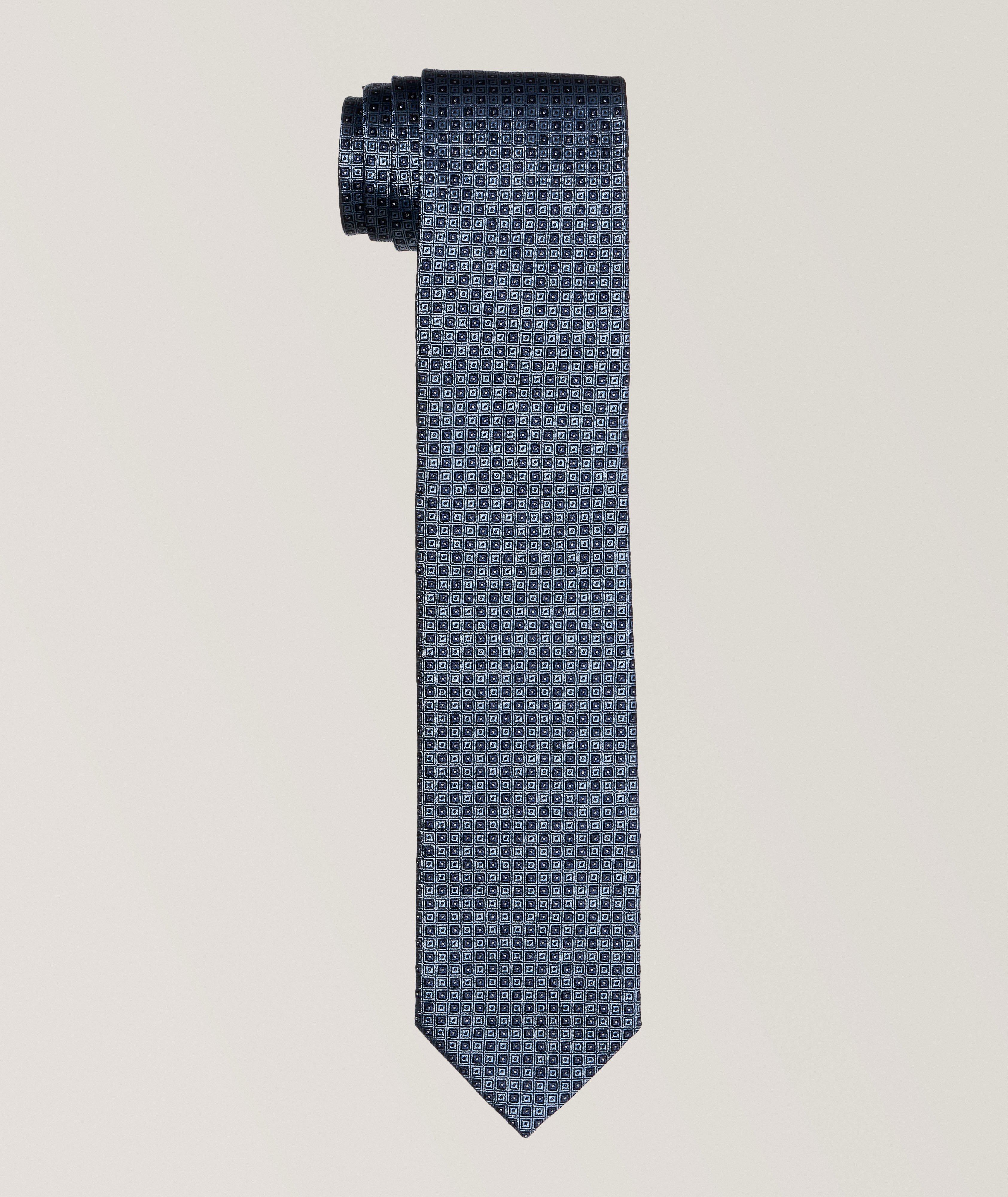 Micro Geometric Pattern Silk Tie