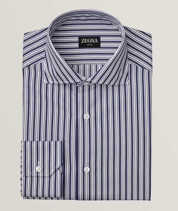 Zegna Sartorial Striped Trecapi Cotton Dress Shirt | Dress Shirts