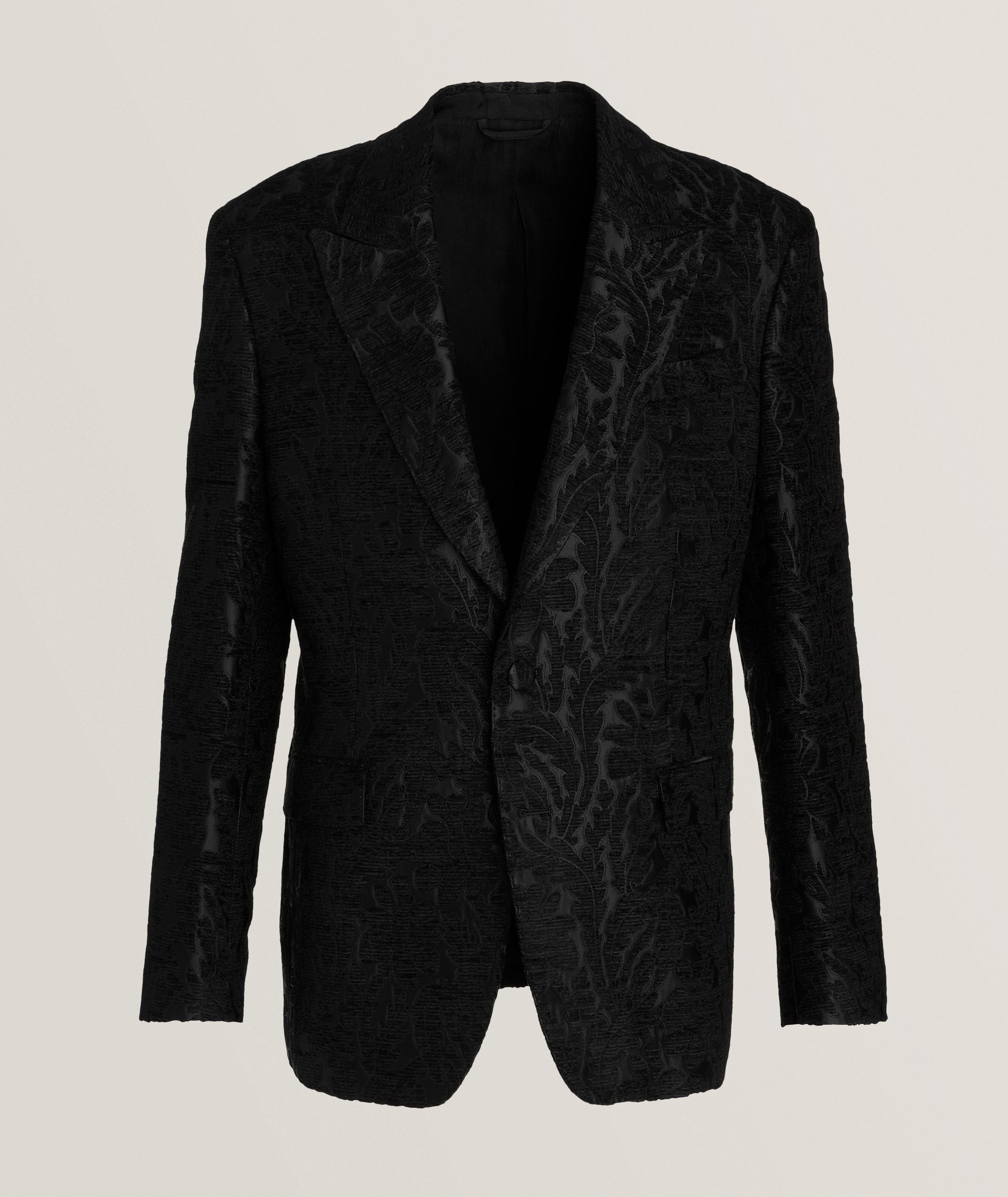 Etro Floral Jacquard Stitched Evening Jacket In Black , Men's Size 48