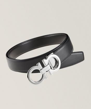 Ferragamo Adjustable & Reversible Double Gancini Leather