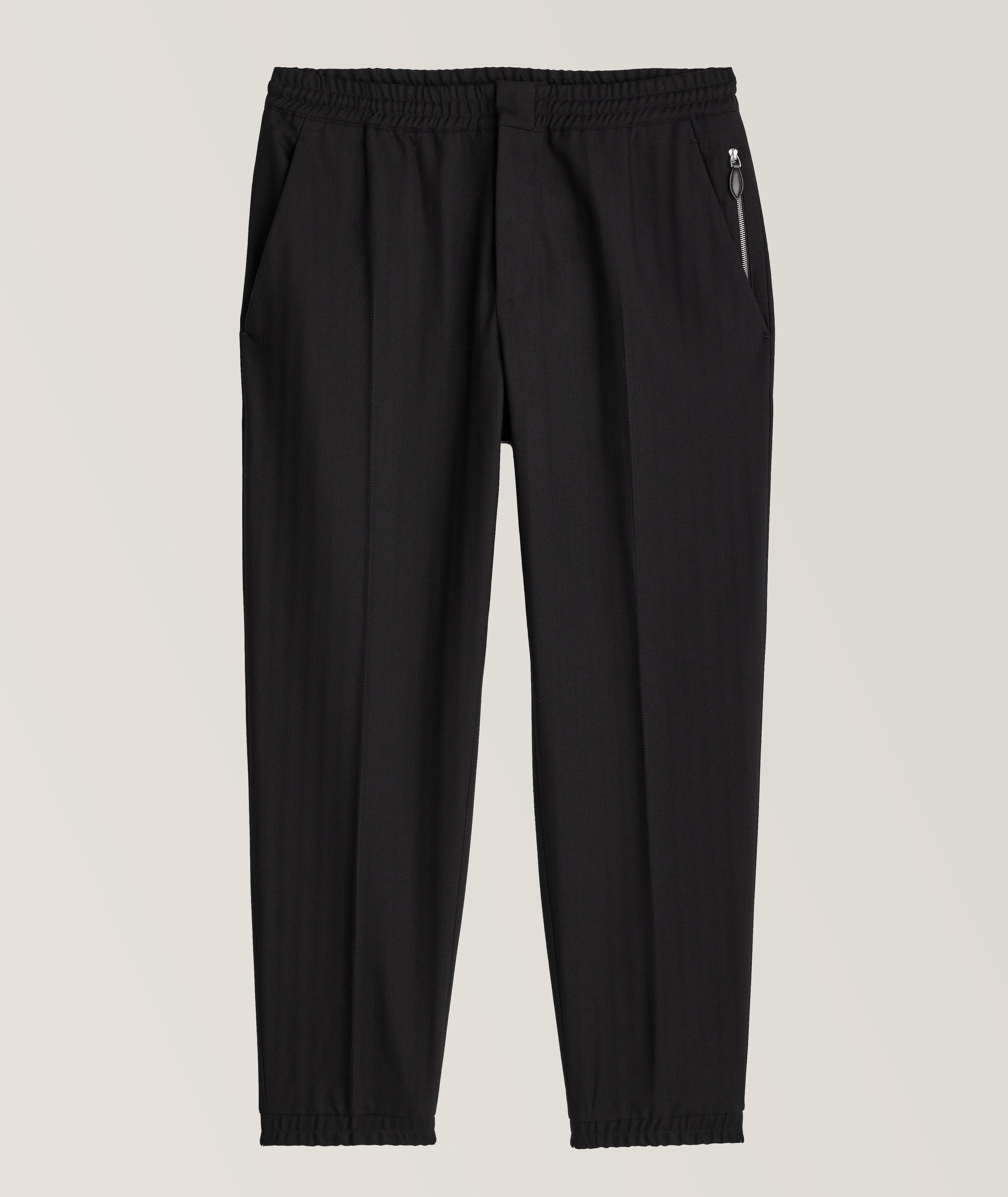 Berluti Pantalon Sport En Laine Et En Coton À Tissage En Chevron En Noir , Taille Homme 52