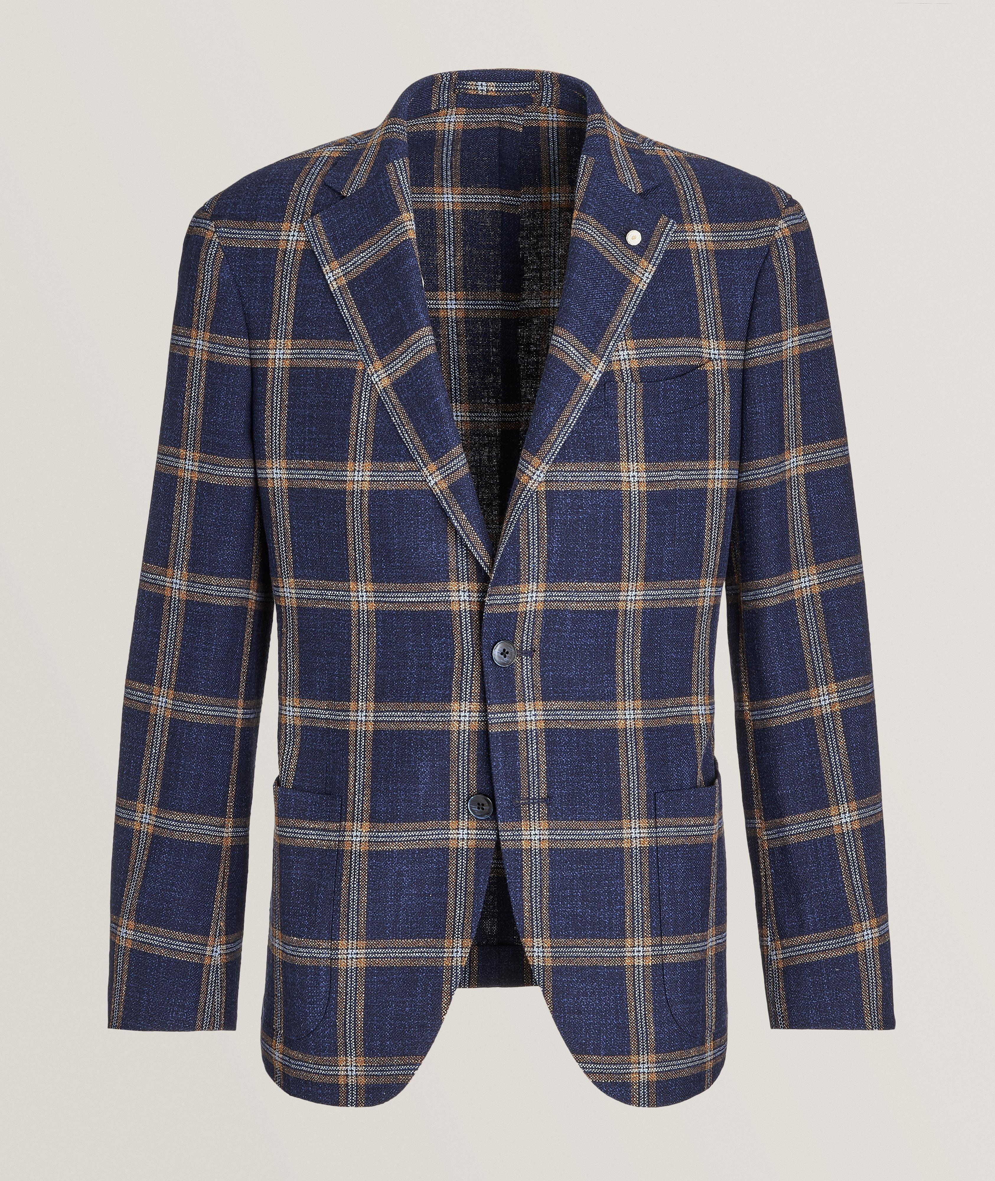 Windowpane Wool-Blend Sport Jacket