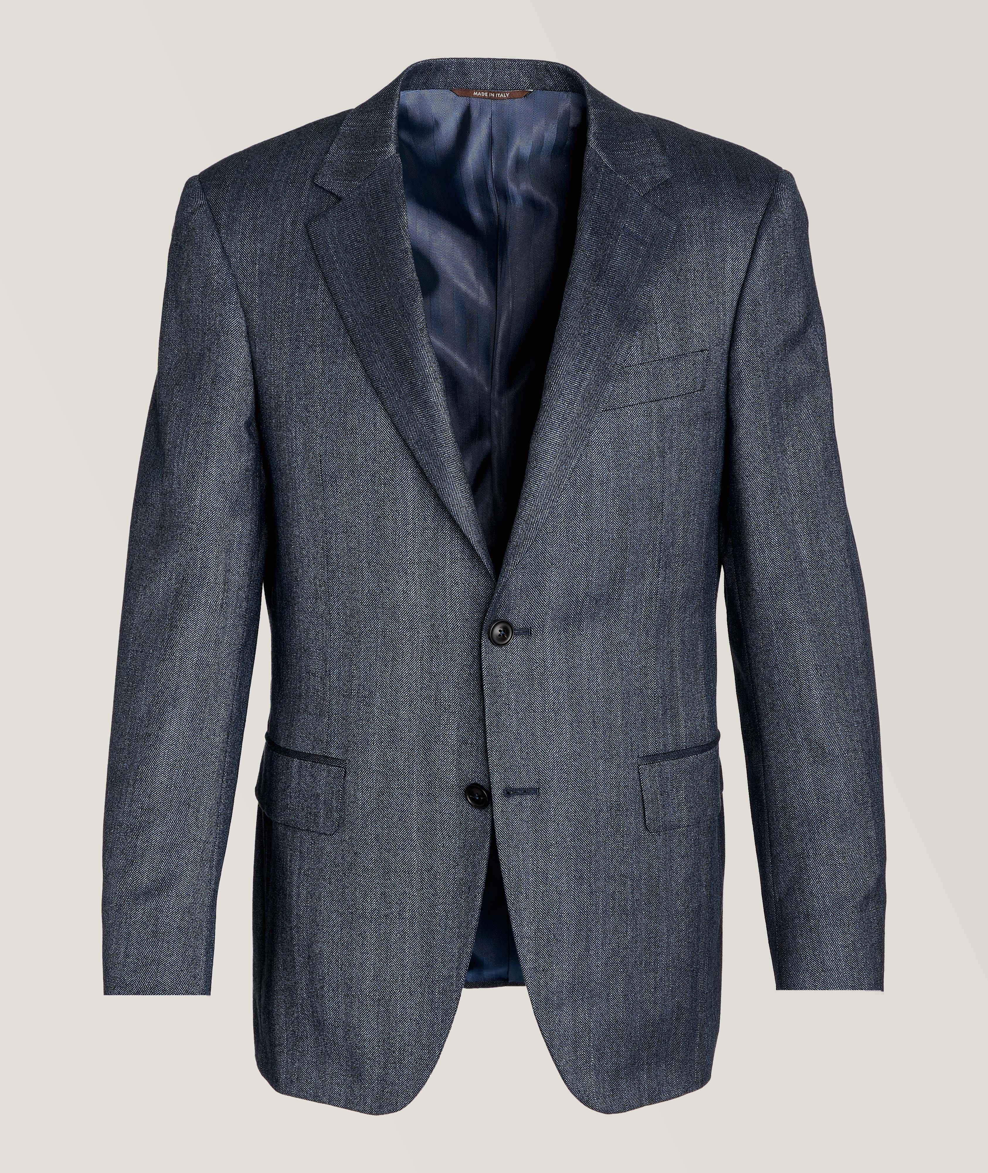 Herringbone Silk-Cashmere Sport Jacket