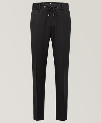 HUGO - Performance-stretch cotton trousers with drawcord waist