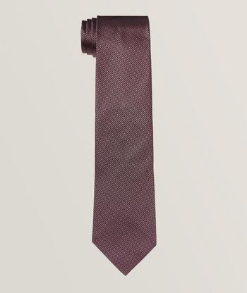 Regular Burgundy Tie with Micro Geometric Print