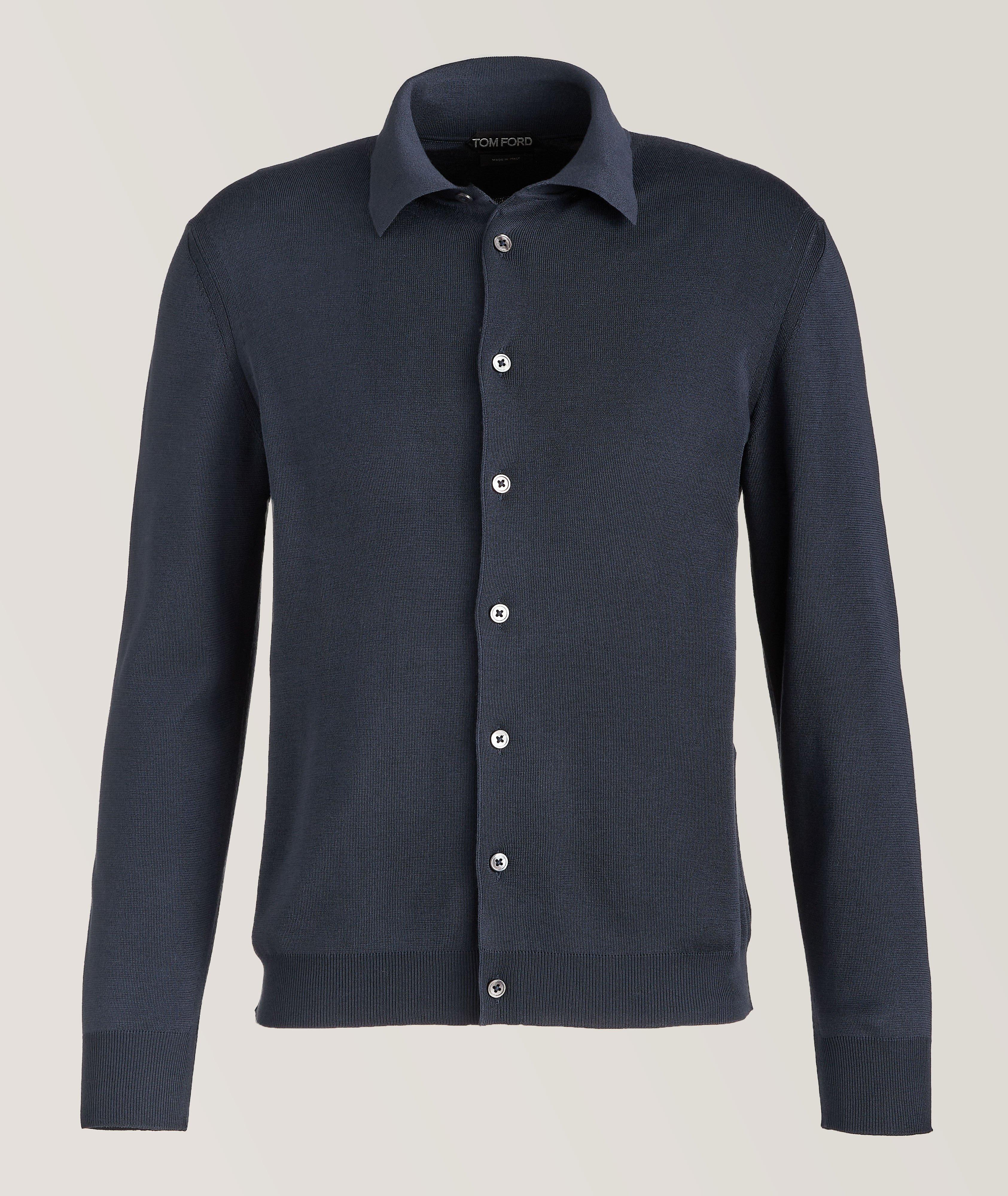 Ribbed Detailed Silk Knitted Shirt