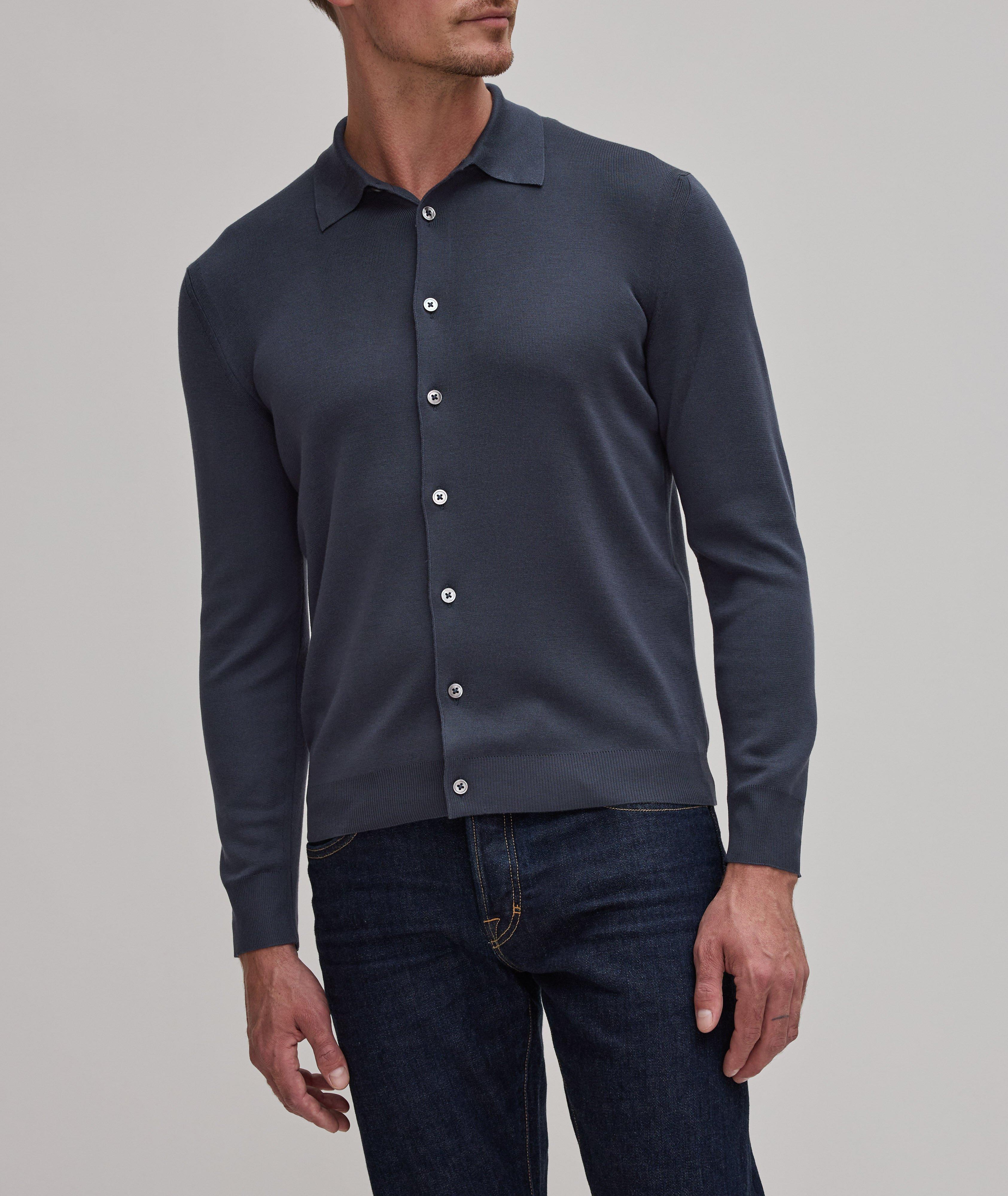 Ribbed Detailed Silk Knitted Shirt image 1