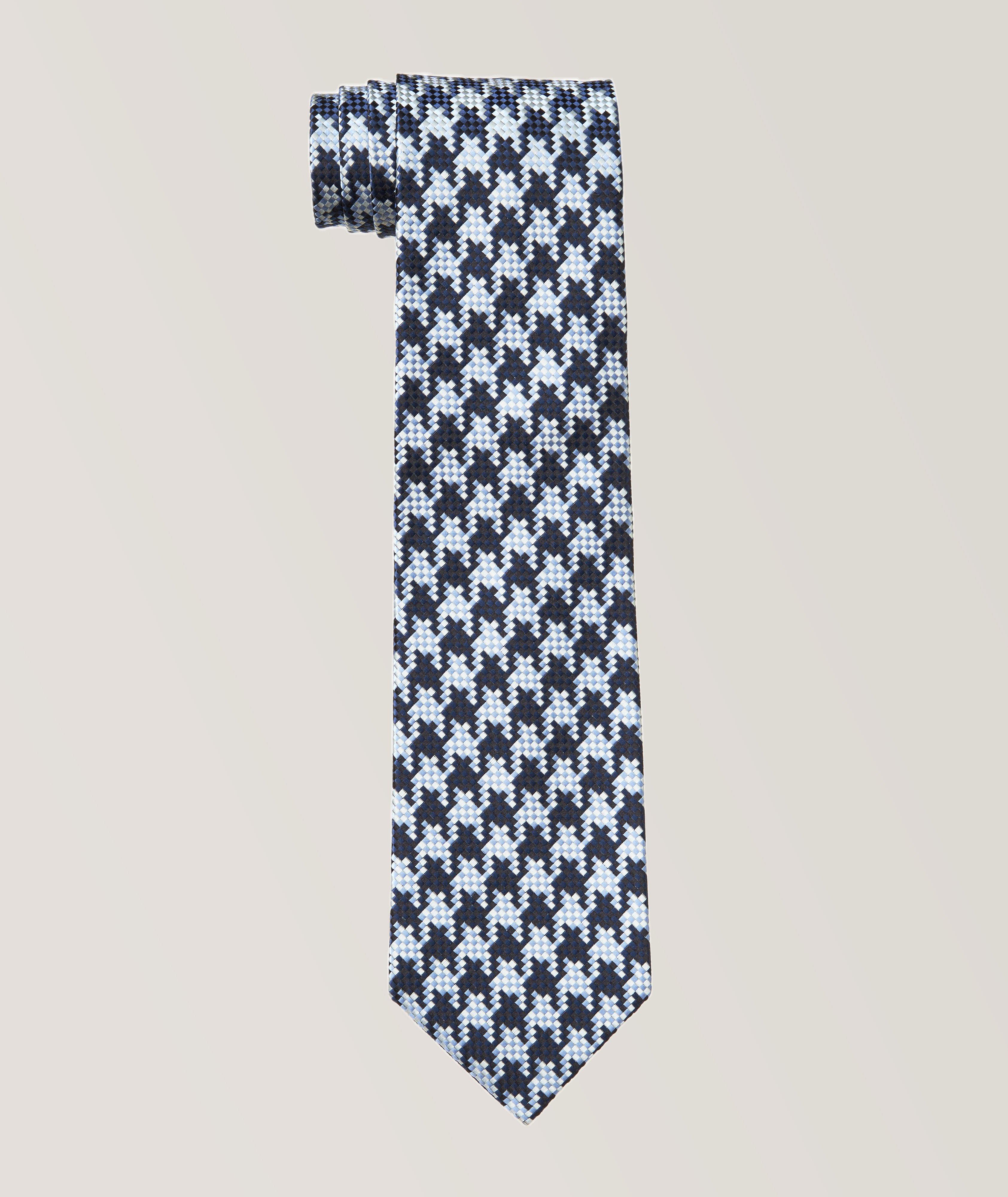 Large Houndstooth Silk Tie