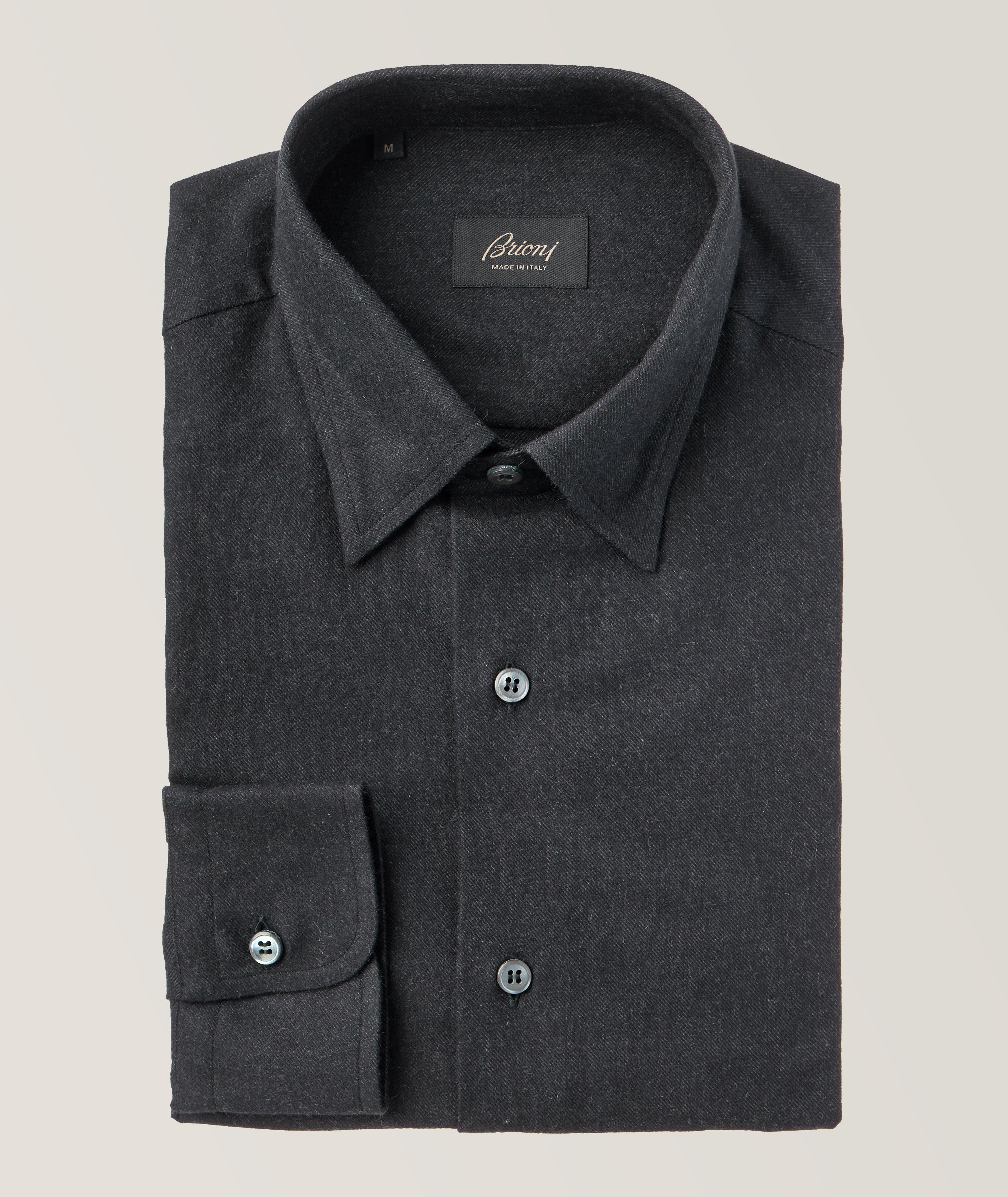 Brioni Chemise Décontractée Unie En Coton Et En Cachemire En Bleu , Taille Homme Moyen