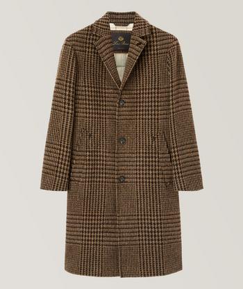 Brushed Wool Blend Plaid Coat