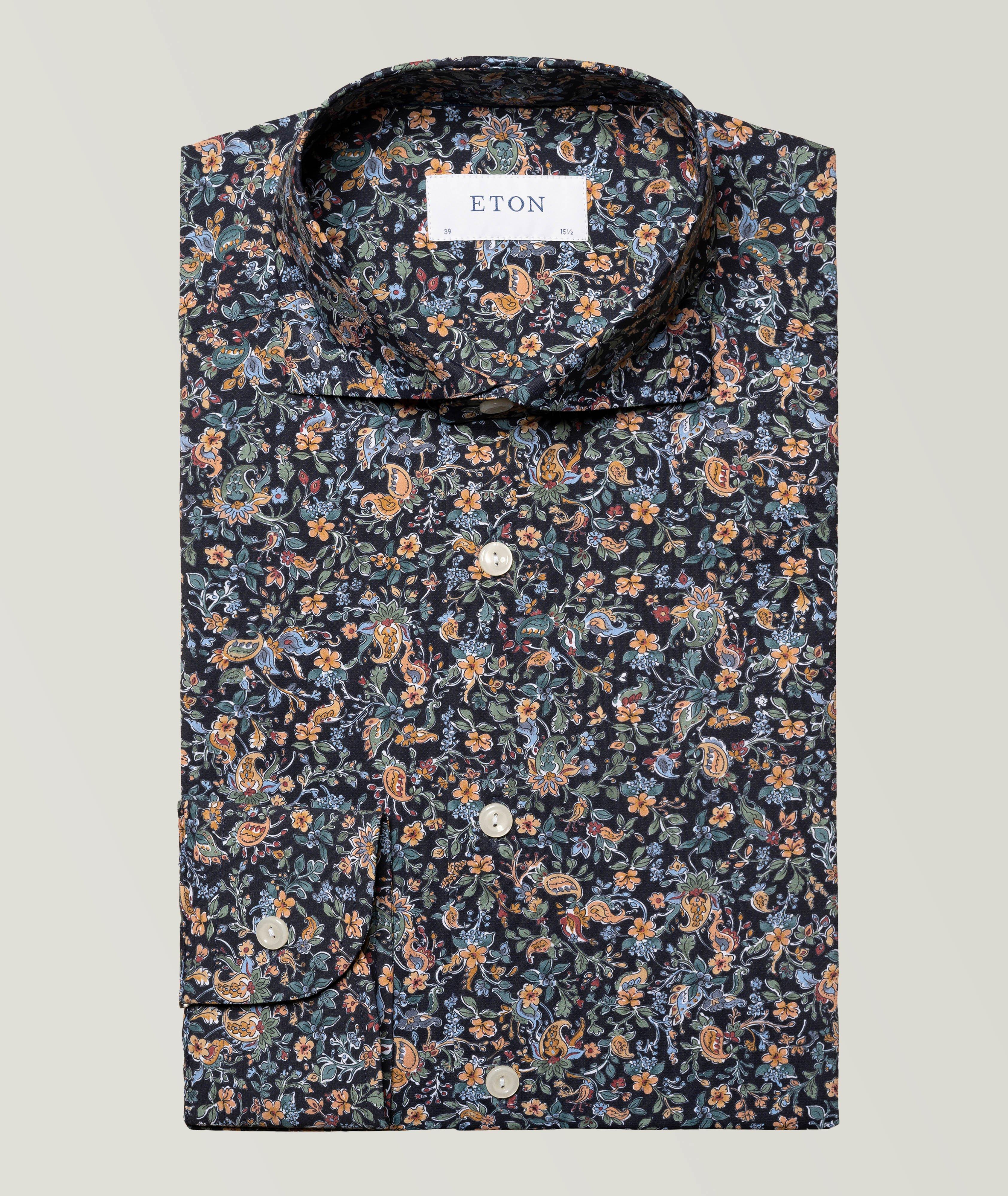 Eton Slim Fit Floral Print Four-Way Stretch Shirt