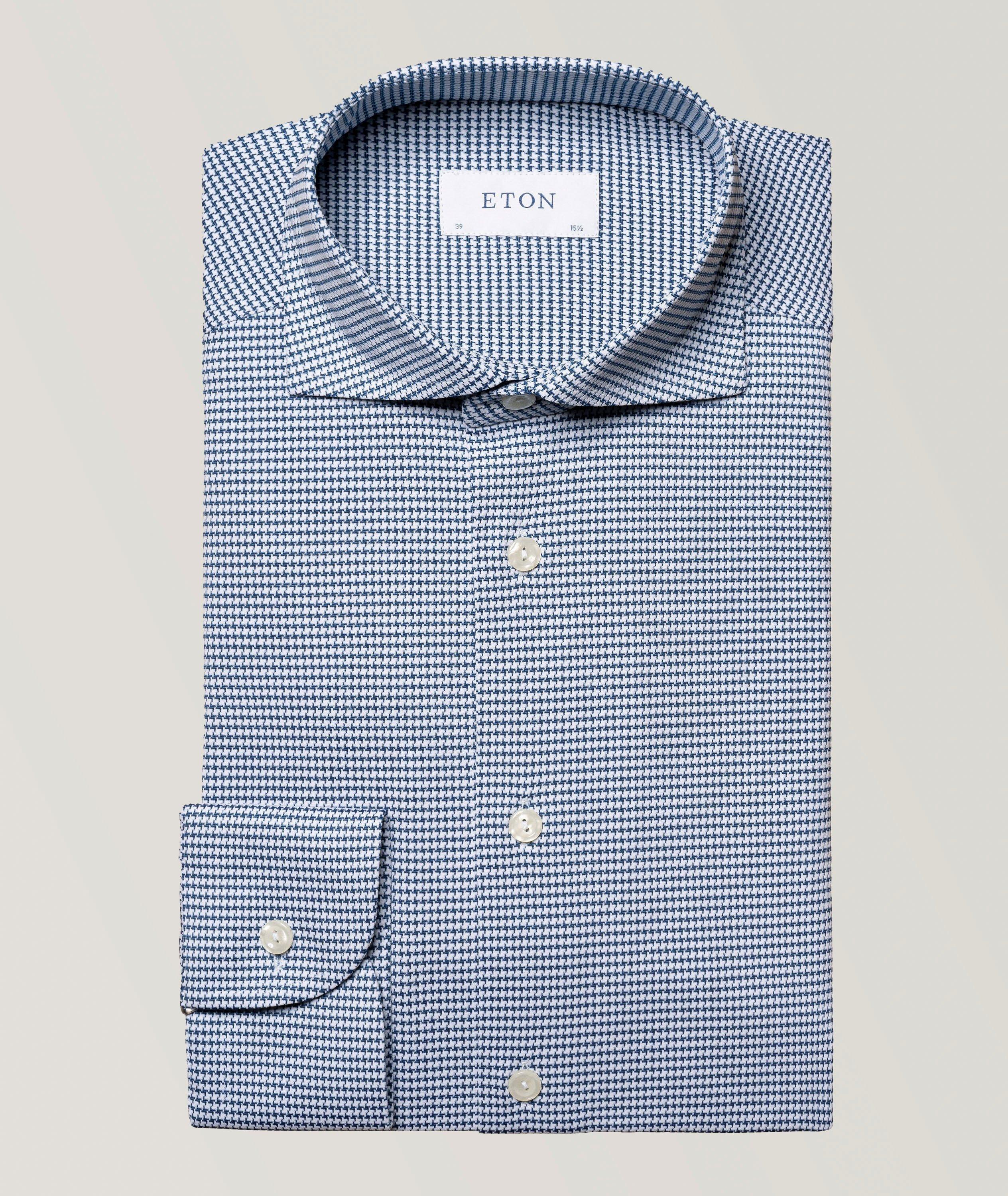 Eton Chemise Habillée À Petit Motif Répété De Coupe Amincie En Bleu , Taille Homme 15.5