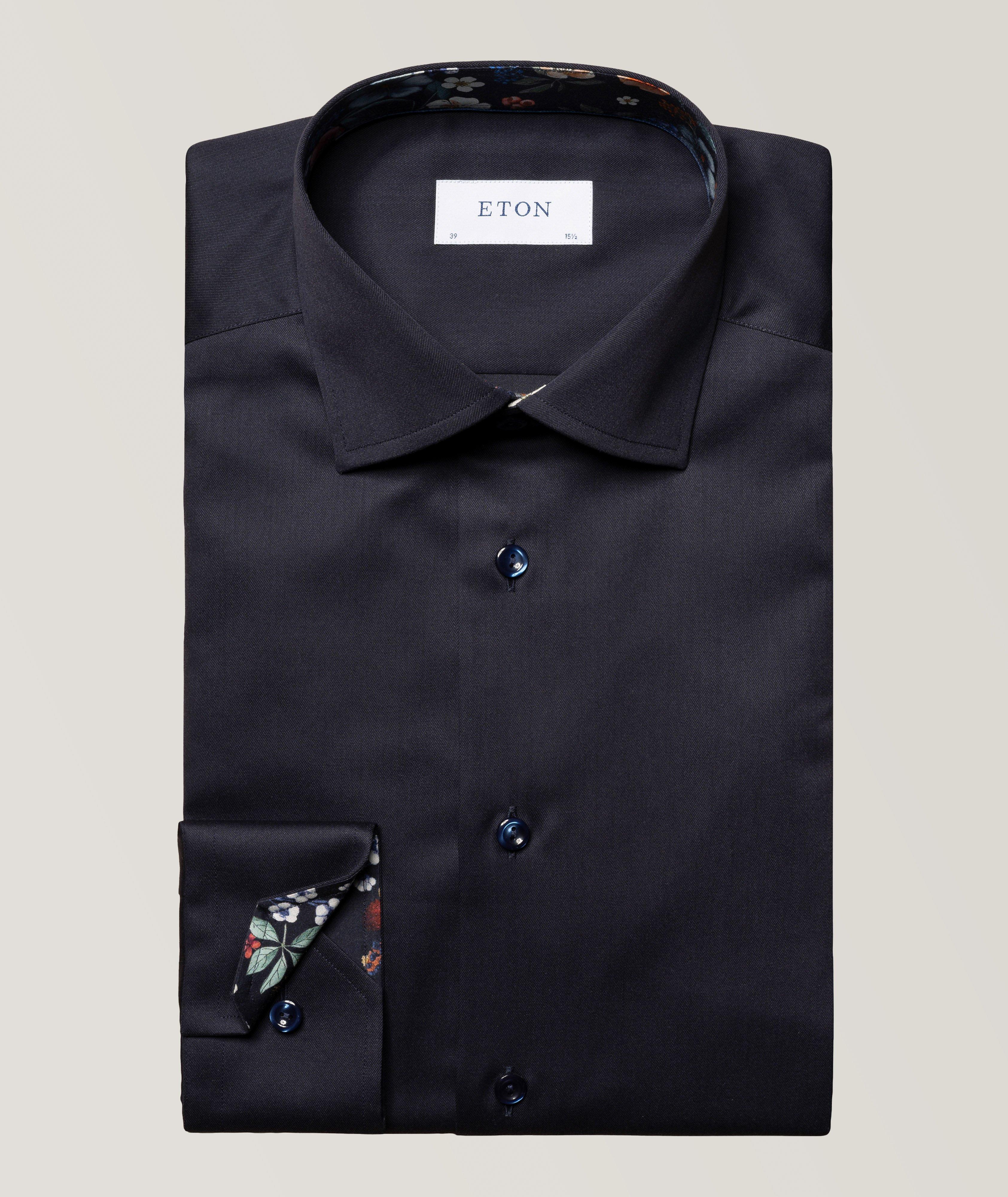 Eton Chemise Habillée En Twill À Motif Floral En Bleu , Taille Homme 18.5