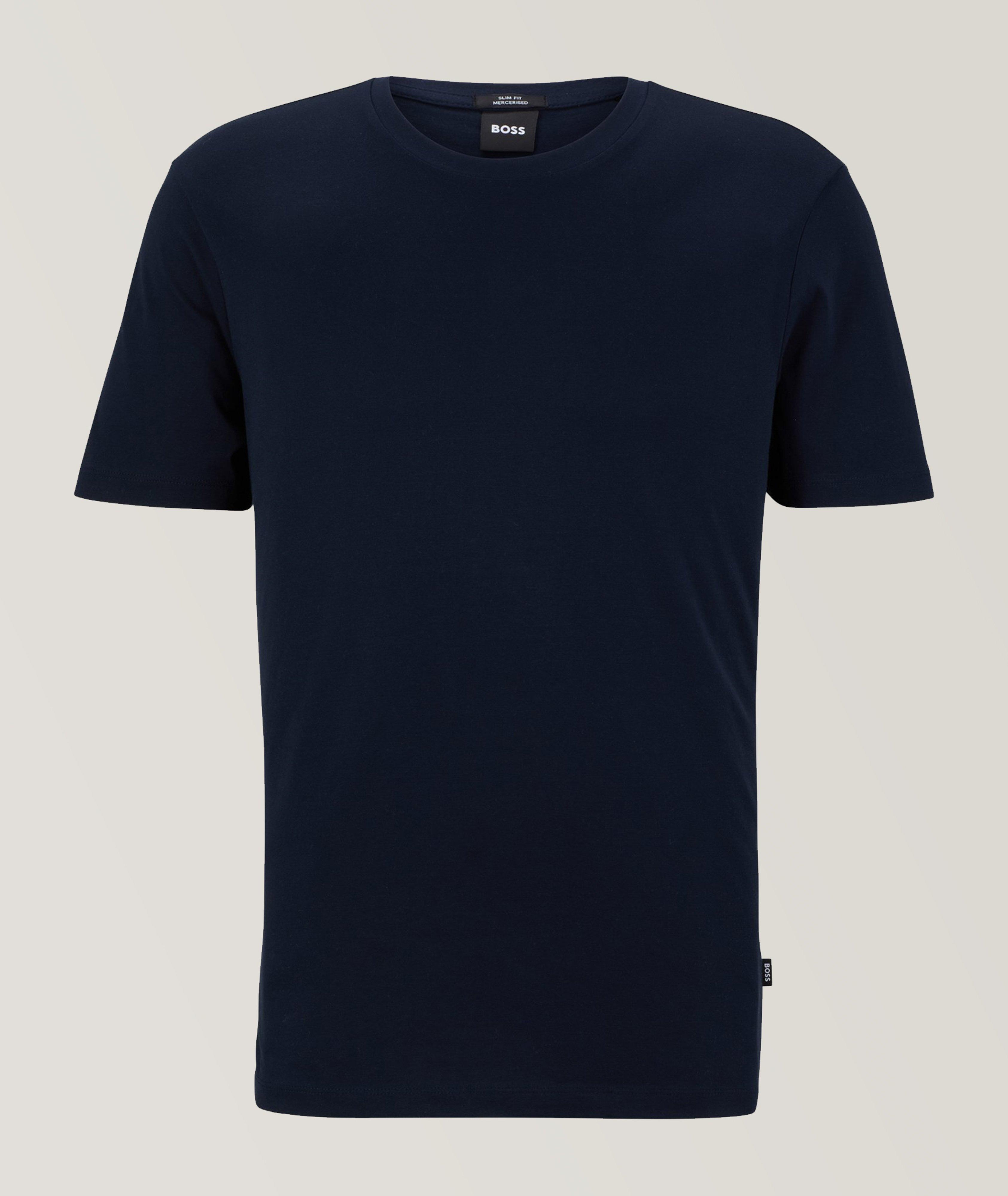 BOSS T-Shirt Tessler En Jersey De Coton Mercerisé En Bleu , Taille Homme TG