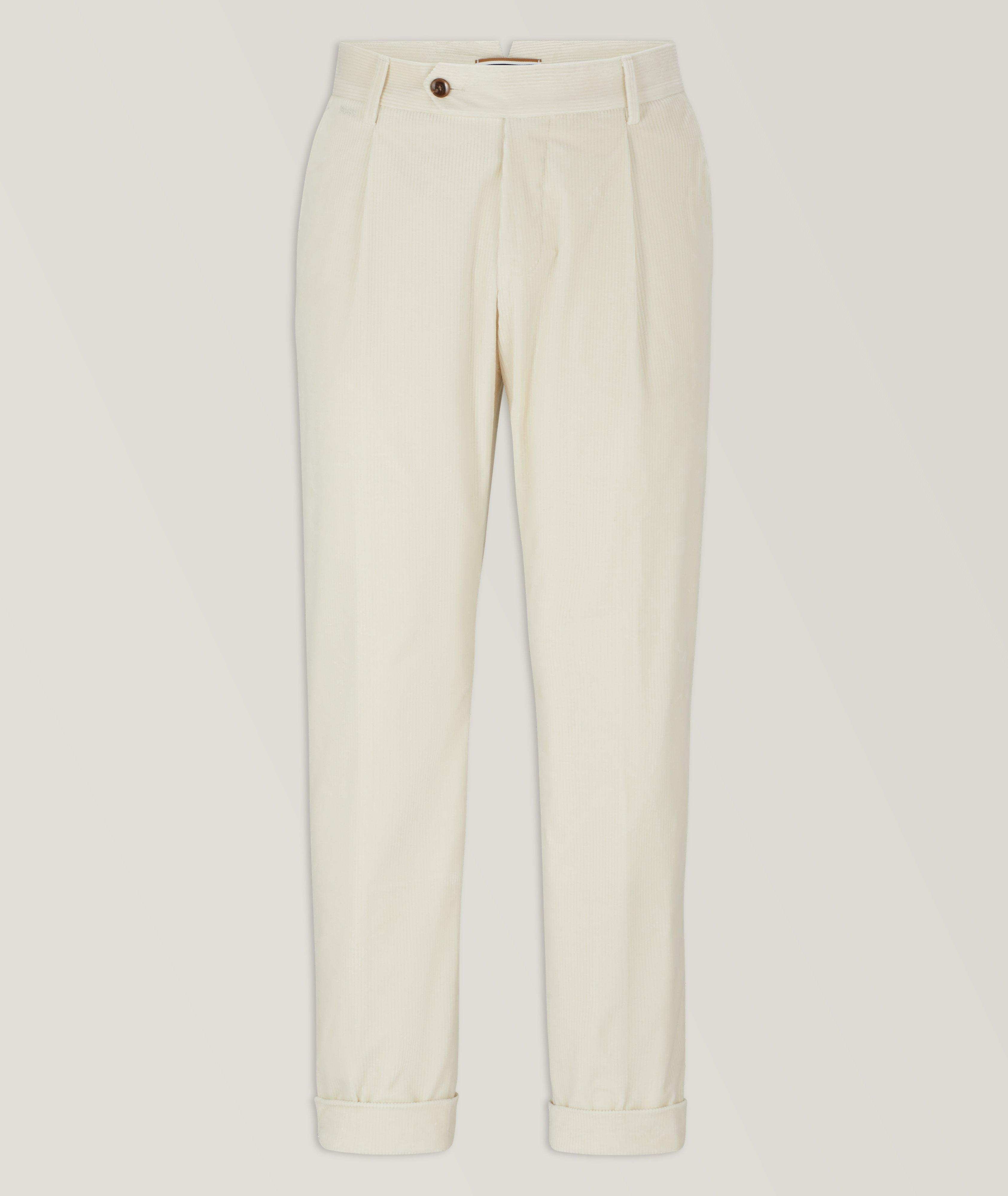 BOSS Pantalon En Velours Côtelé En Blanc , Taille Homme 34