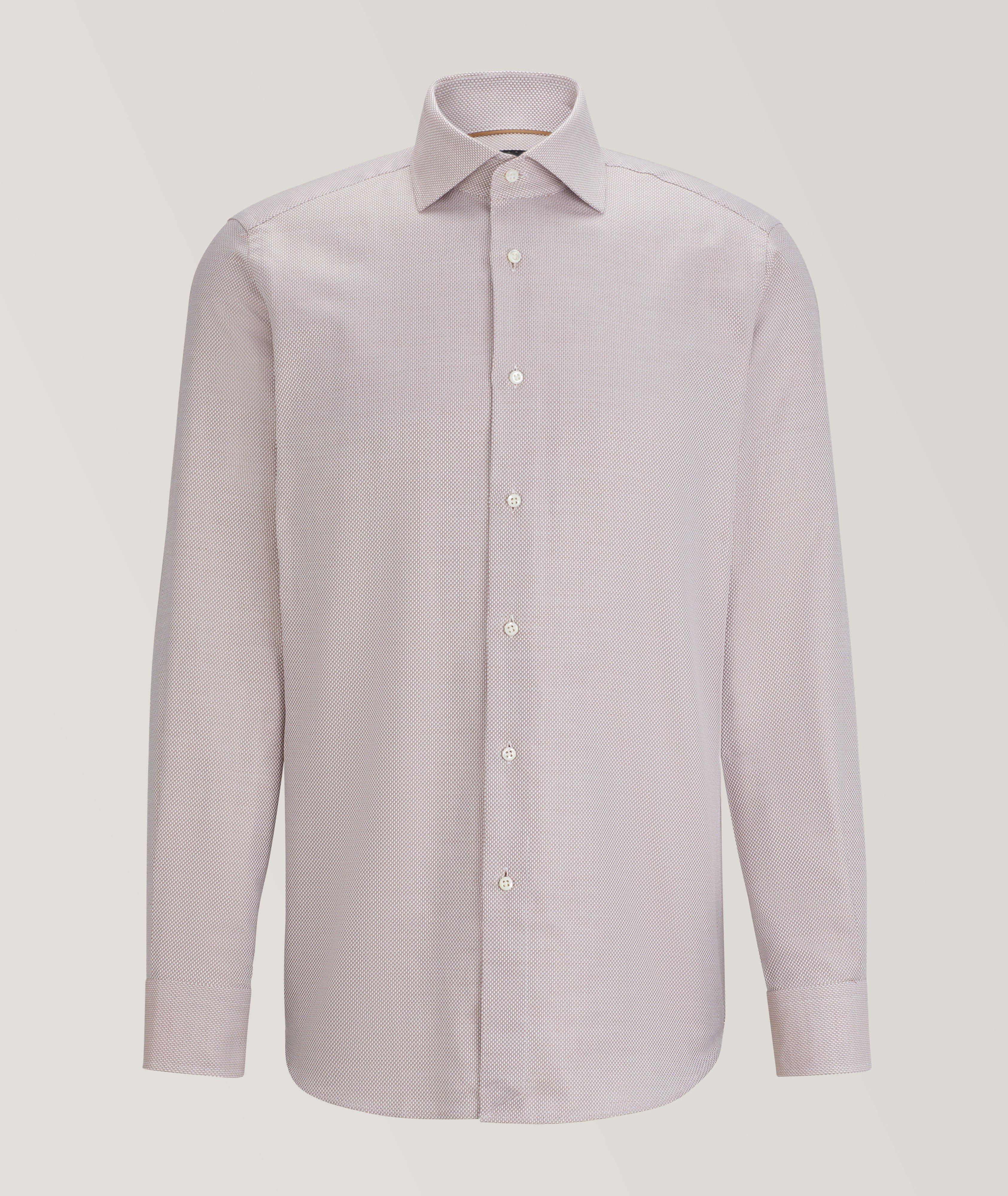 BOSS Chemise En Coton Façonné En Brun , Taille Homme 15