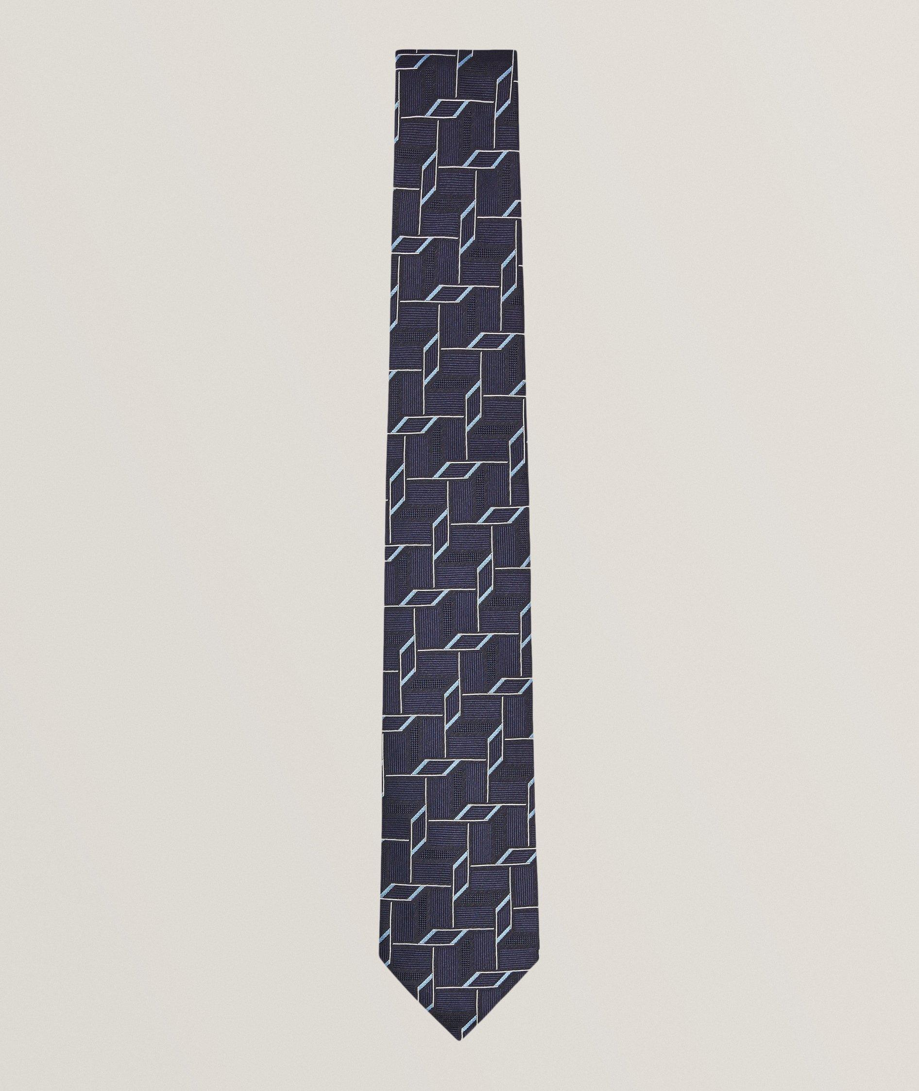 Geometric Silk Jacquard Tie