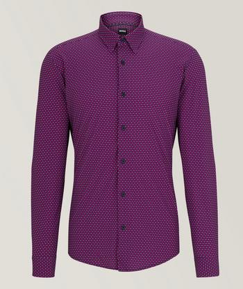 Slim-fit shirt in printed performance-stretch jersey