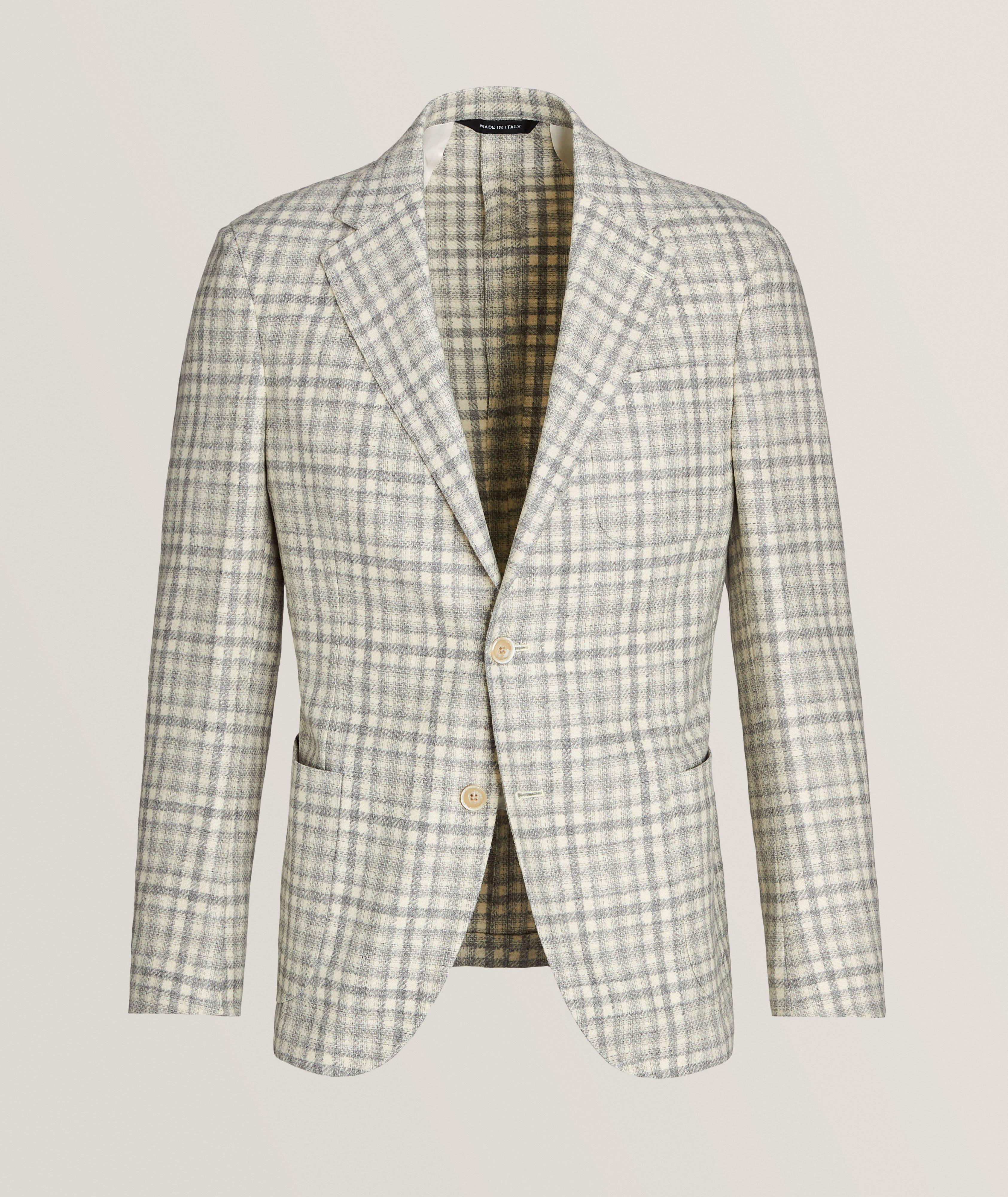 Harold Berlino Checkered Wool-Cashmere Sport Jacket In Beige , Men's Size 56