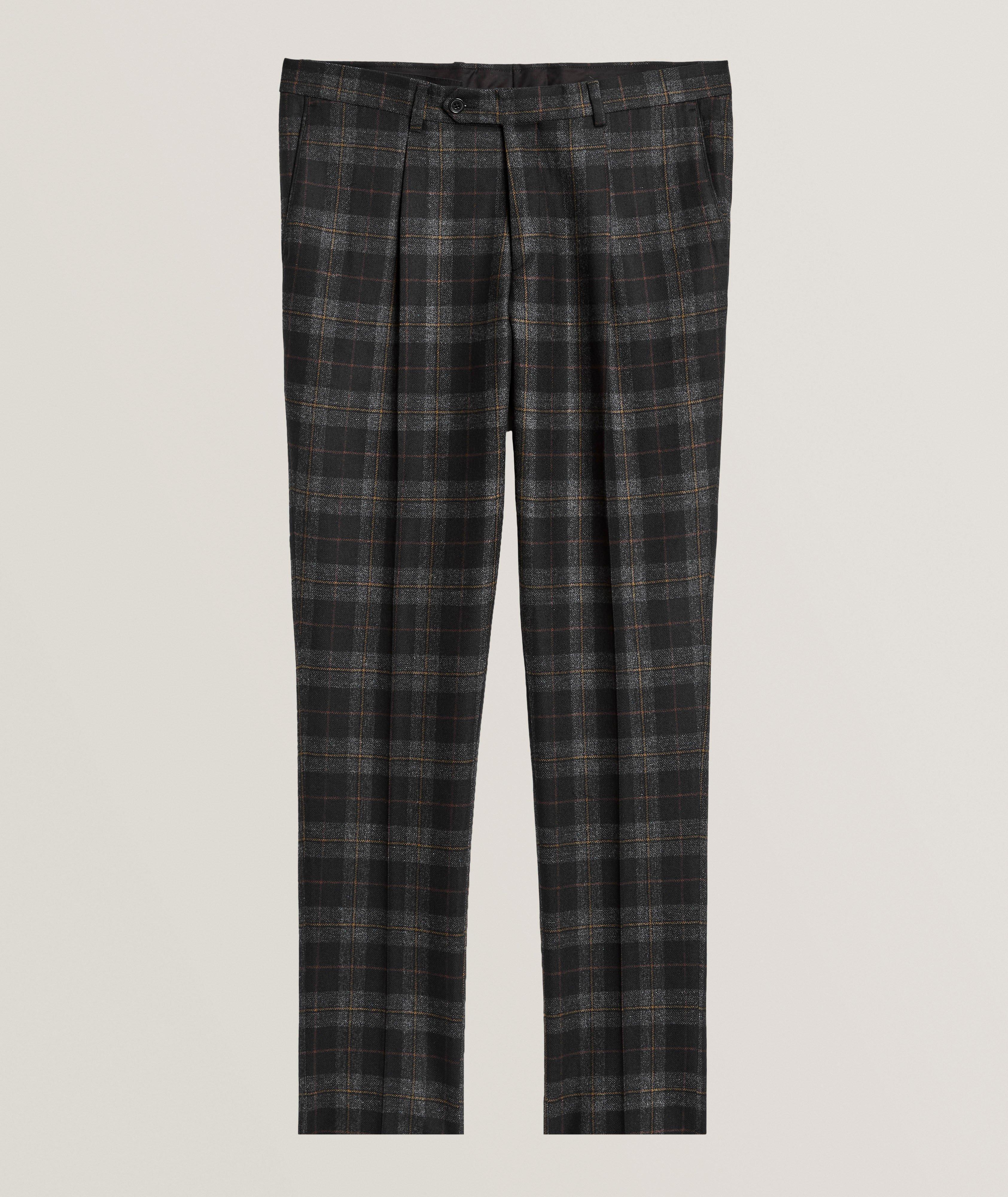 Plaid Vicuna Wool-Blend Dress Pants image 0