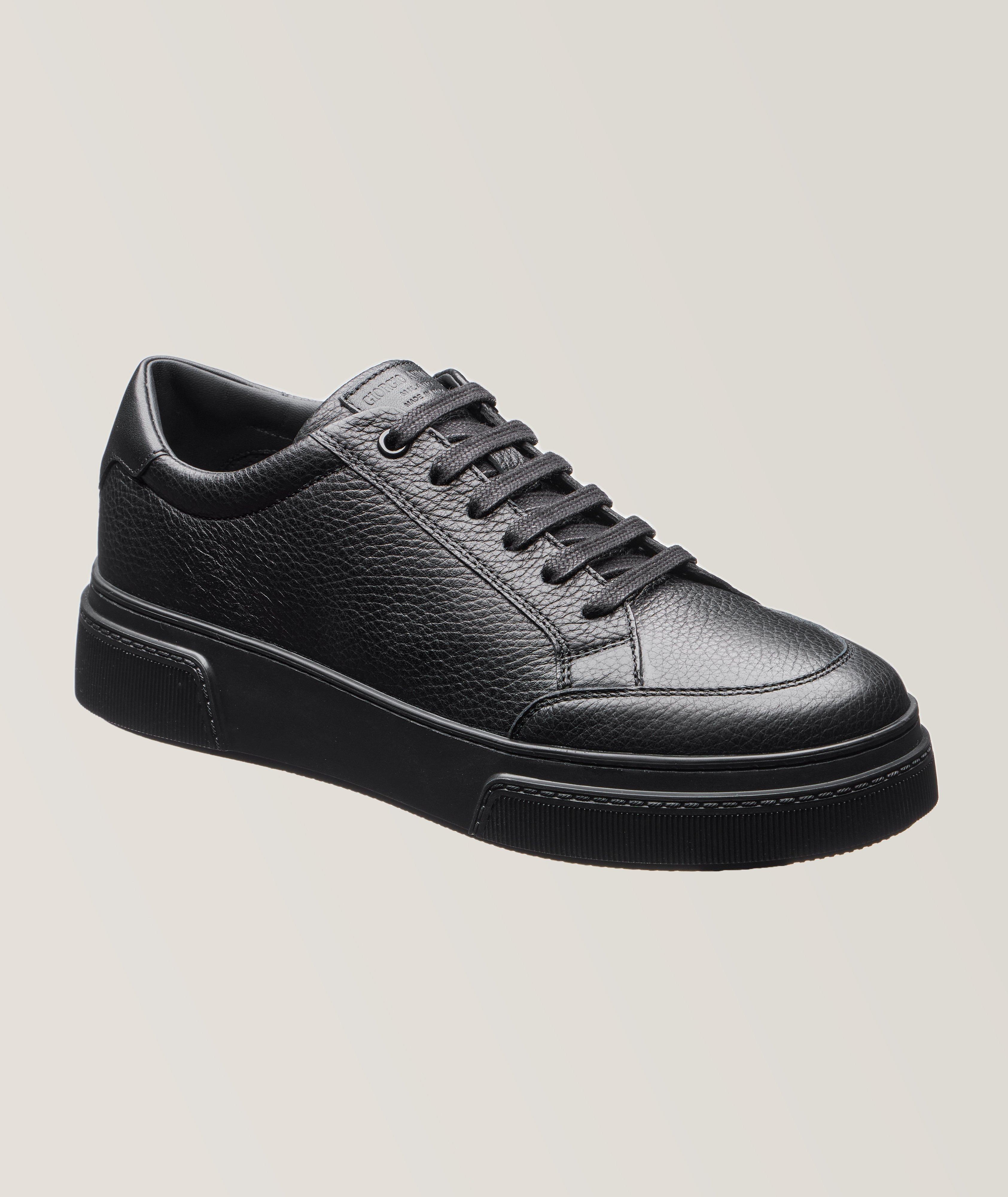 Giorgio Armani Chaussure Sport En Cuir Grenu En Noir , Taille Homme 8.5