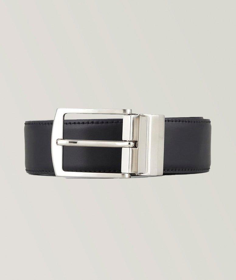 Giorgio Armani Ceinture Réversible En Cuir En Bleu