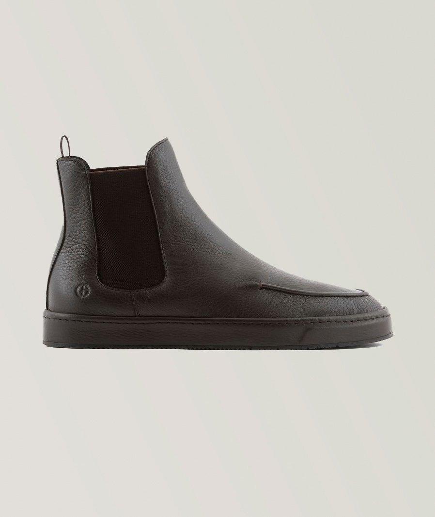 Giorgio Armani Botte De Style Chelsea En Cuir De Chevreuil Texturé En Noir , Taille Homme 10