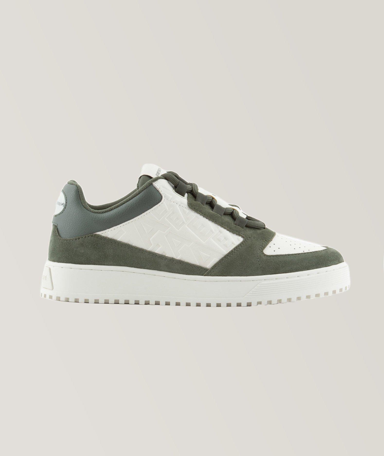 Emporio Armani Chaussure Sport En Cuir Avec Logos En Vert , Taille Homme 7.5