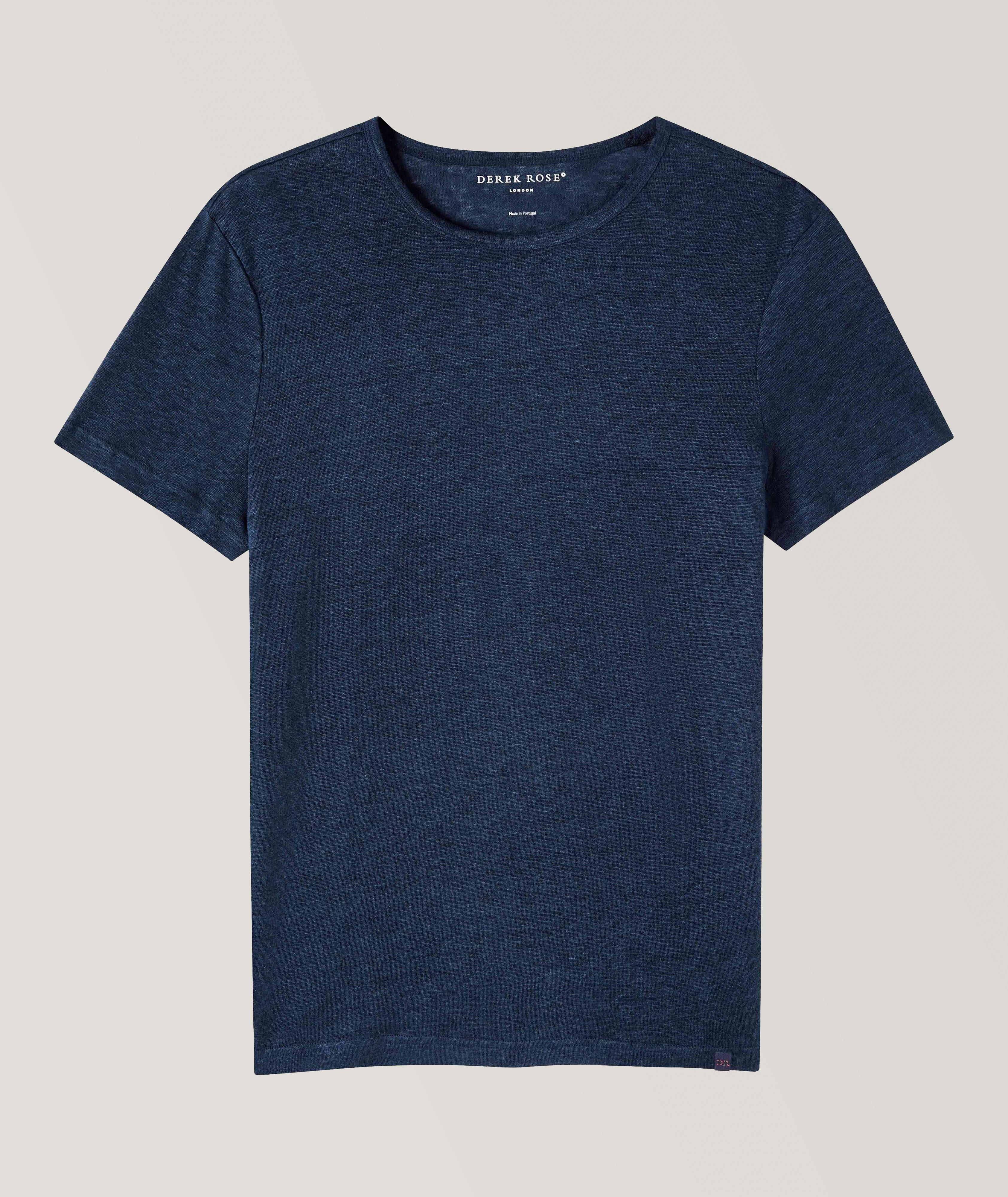 Derek Rose T-Shirt Jord En Lin En Bleu , Taille Homme Grand