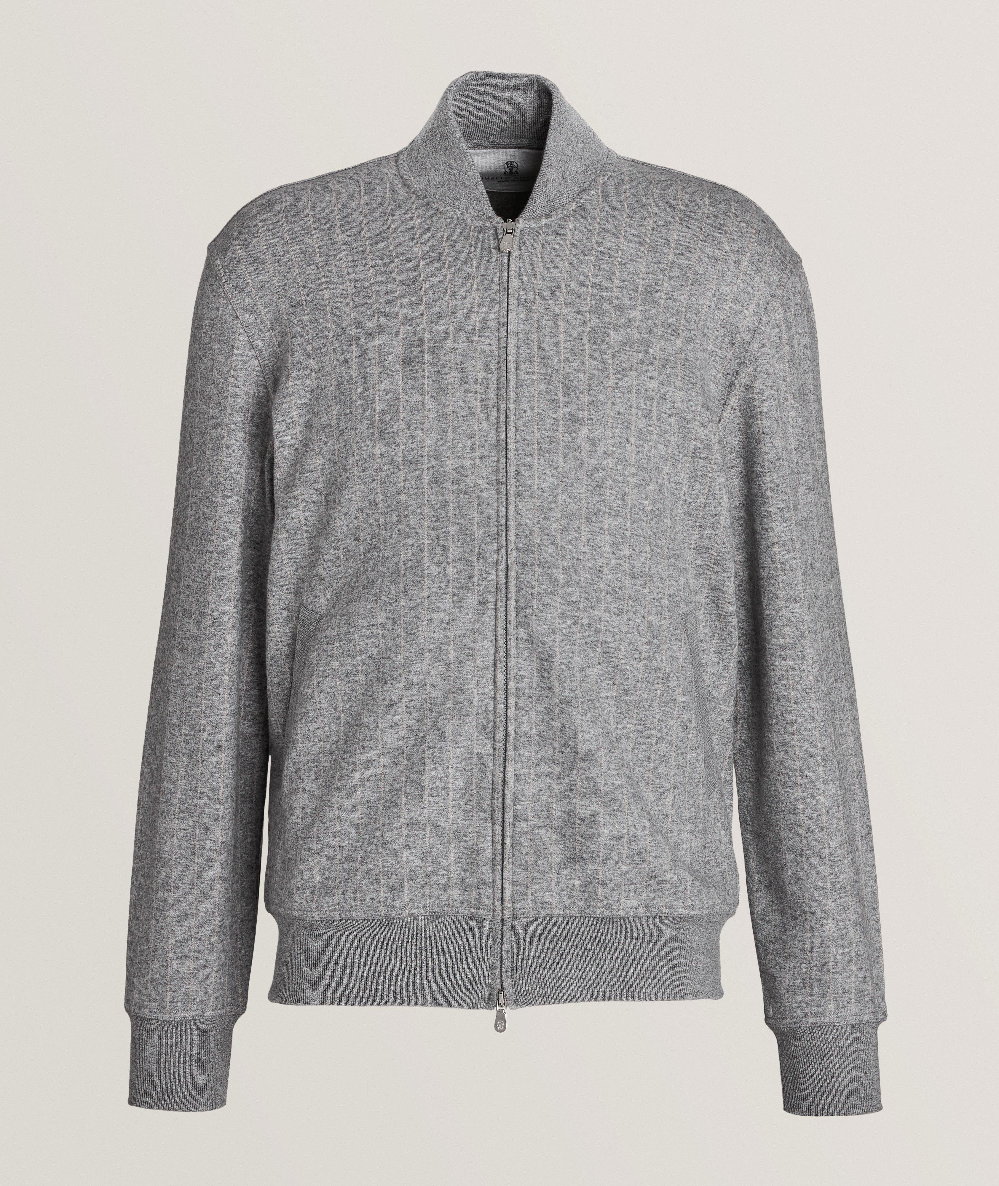 Pinstripe Cashmere-Cotton Terry Sweater image 0