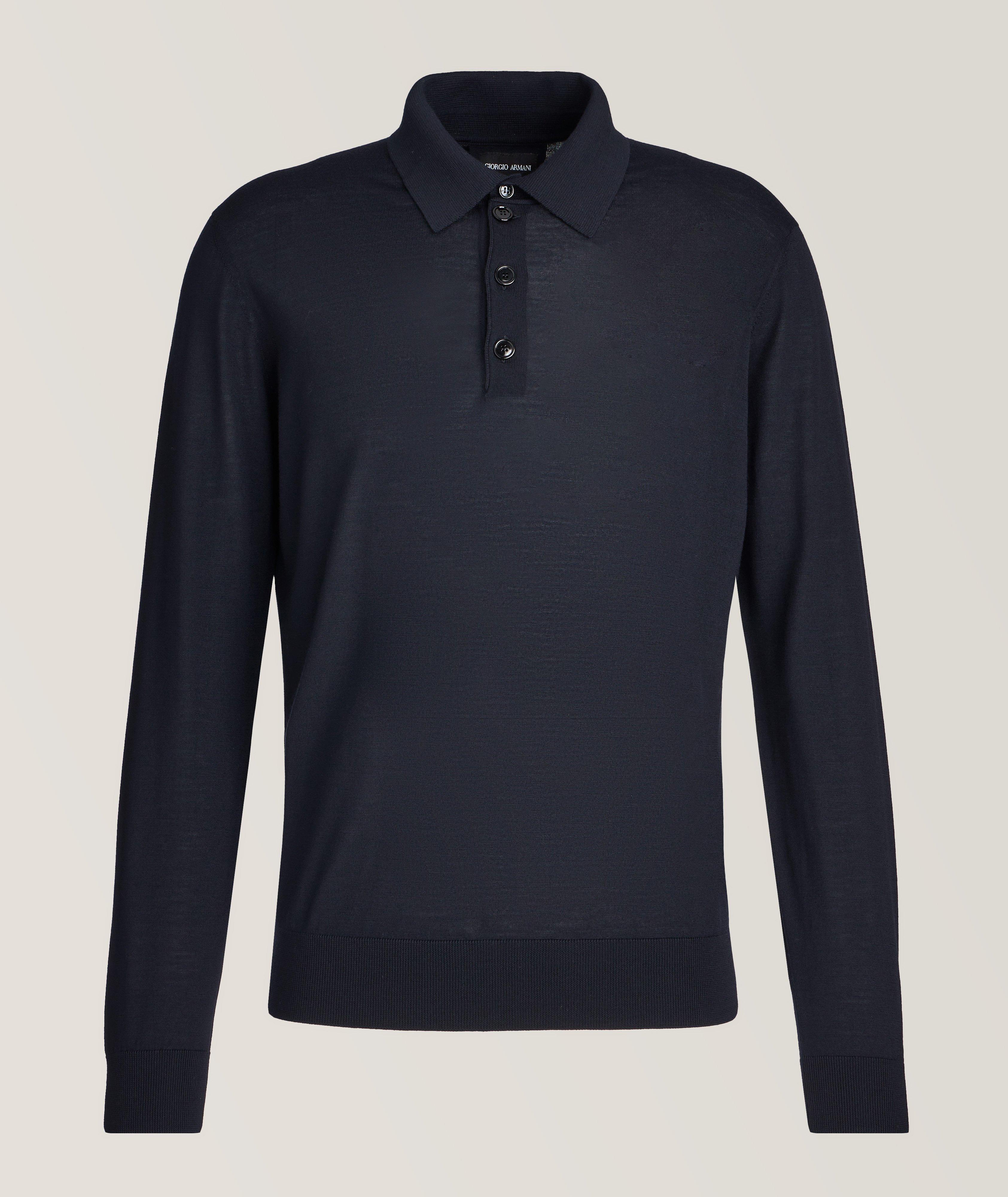 Giorgio Armani Polo En Laine Vierge En Bleu , Taille Homme 50