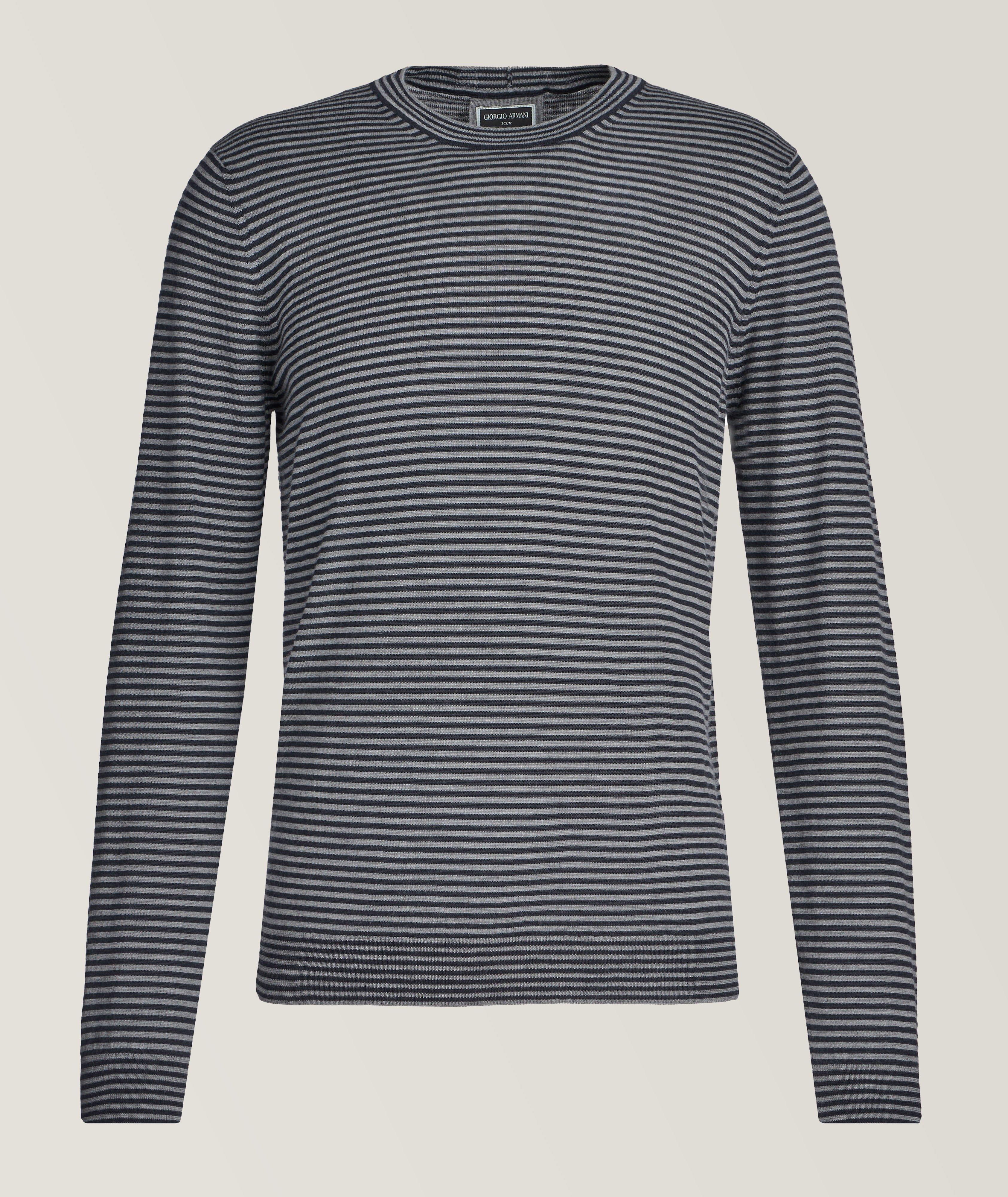 Giorgio Armani T-Shirt En Cachemire À Rayures En Noir , Taille Homme 58