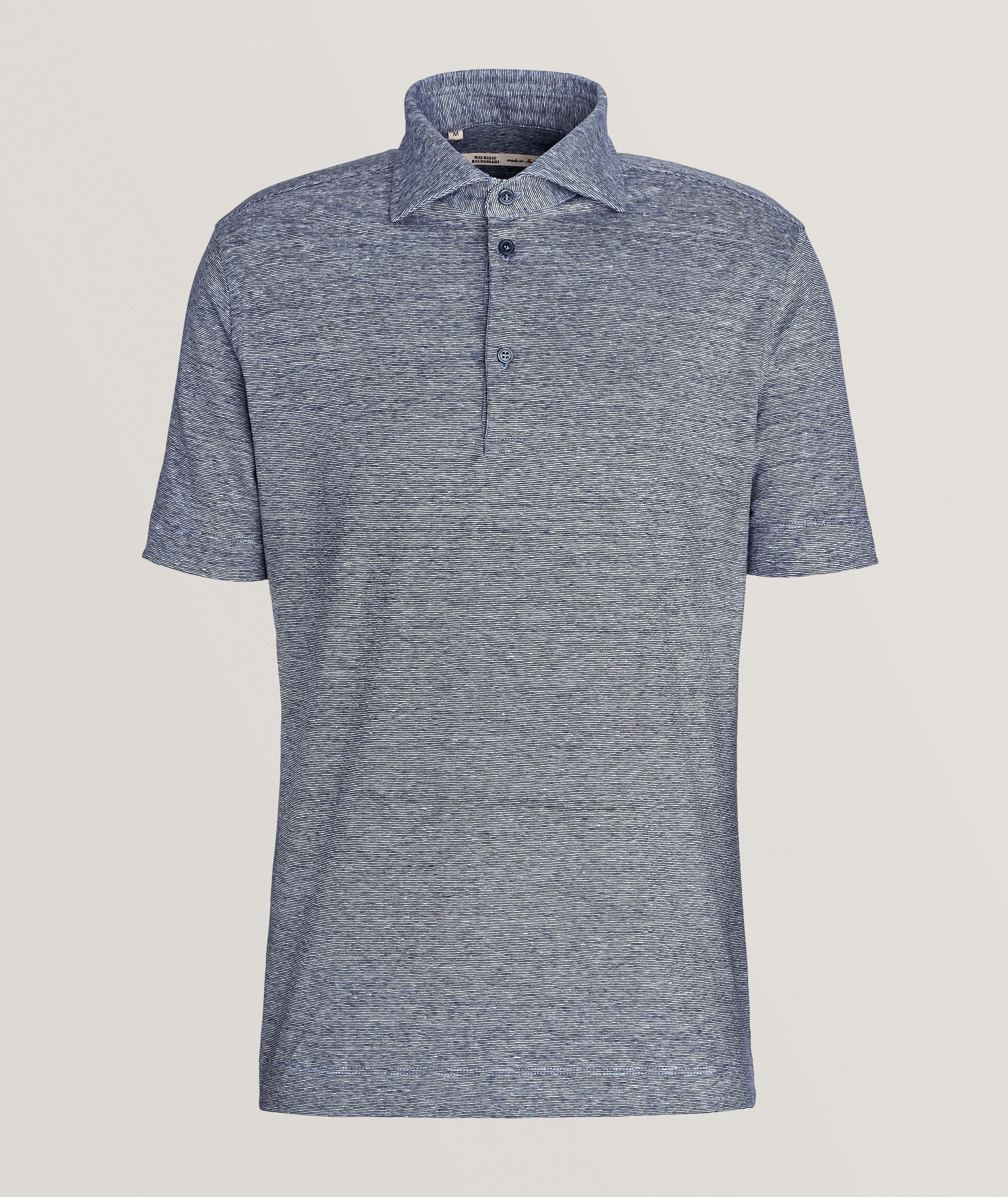 Maurizio Baldassari Polo En Laine Vierge Et En Lin En Bleu , Taille Homme Grand