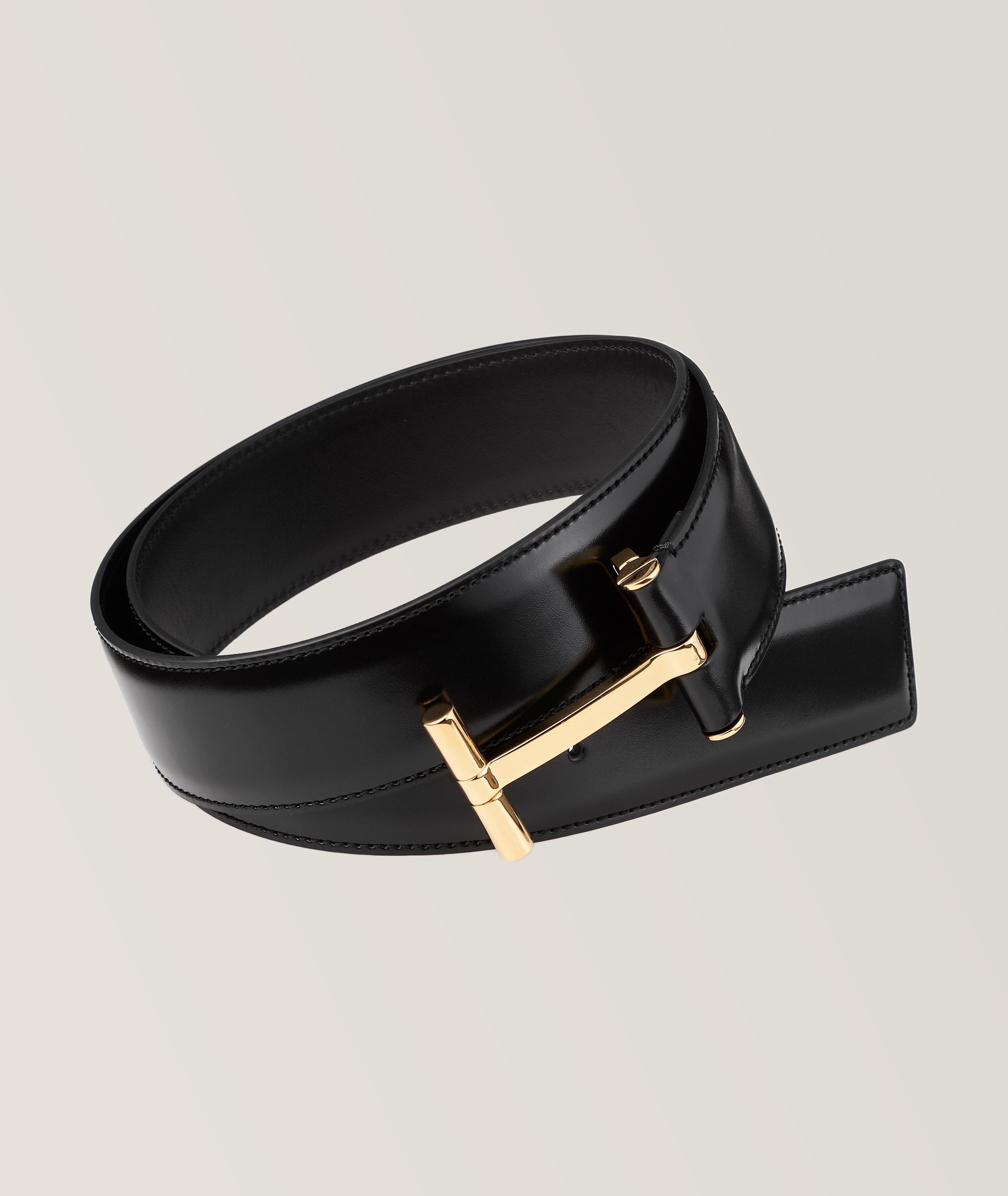 Tom Ford Ceinture En Vachette À Boucle En T En Noir , Taille Homme 38