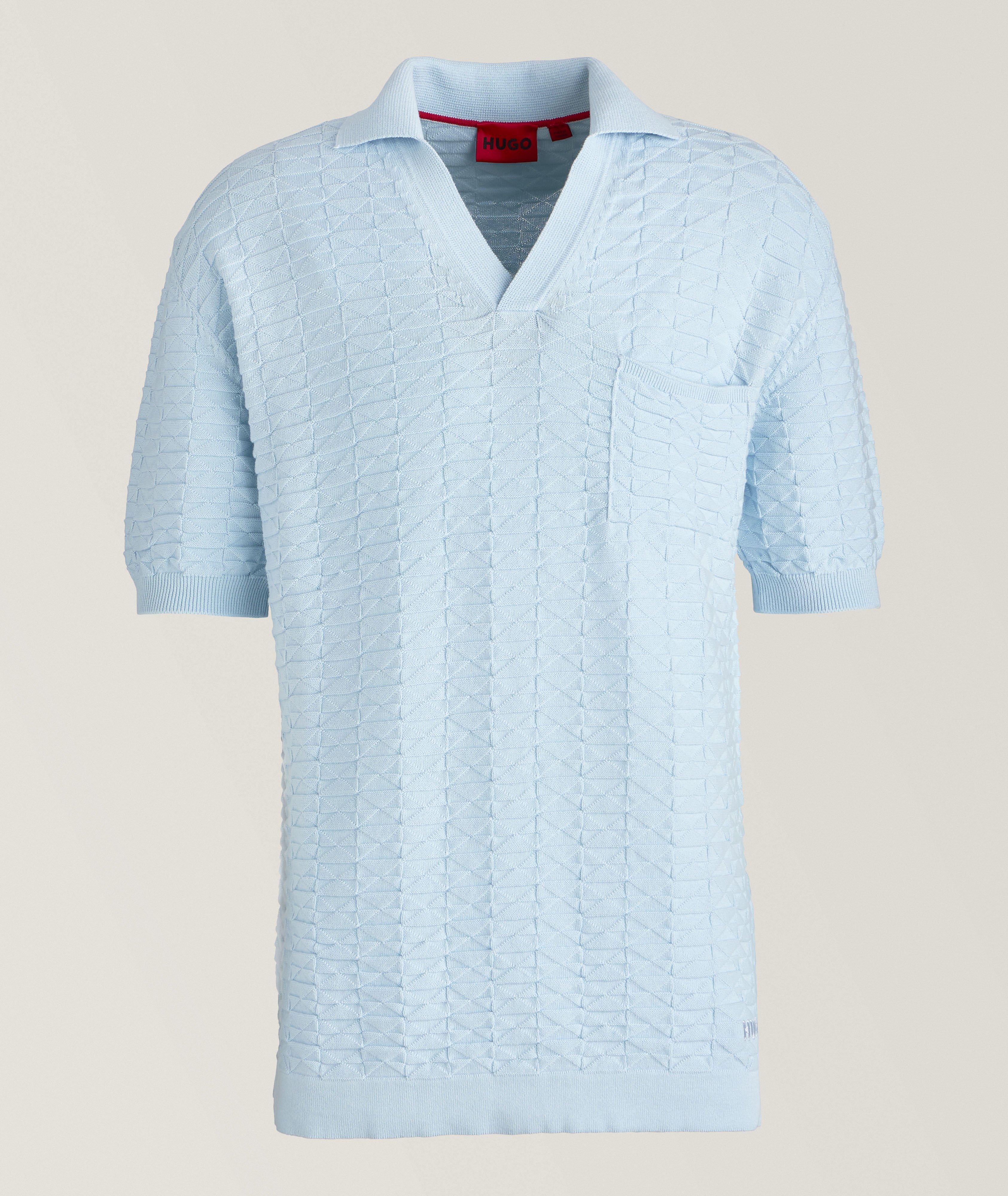 HUGO Polo En Coton À Motif Géométrique En Bleu , Taille Homme Grand