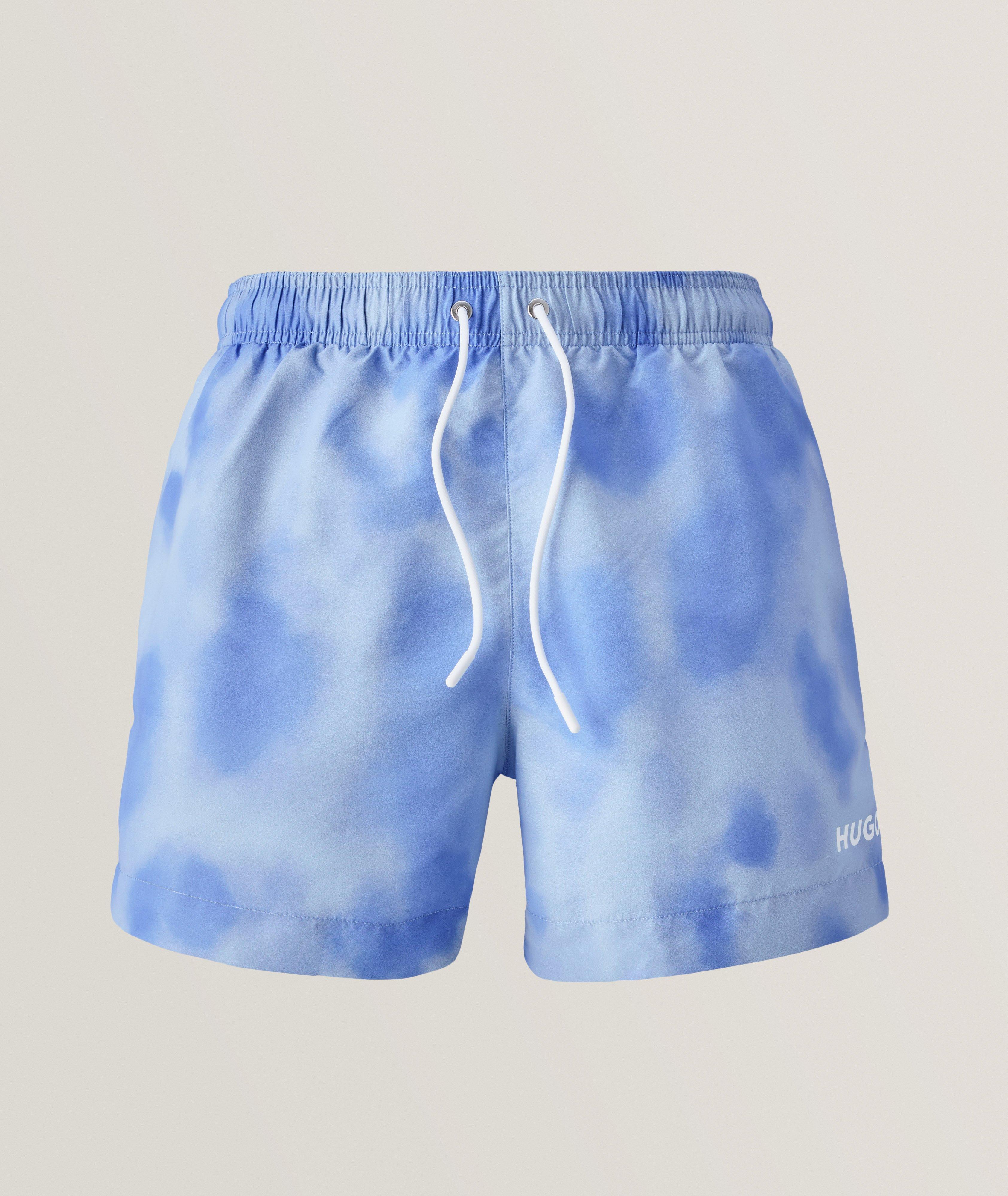 Hugo Tiedye Swim Trunks In Blue , Men's Size Medium