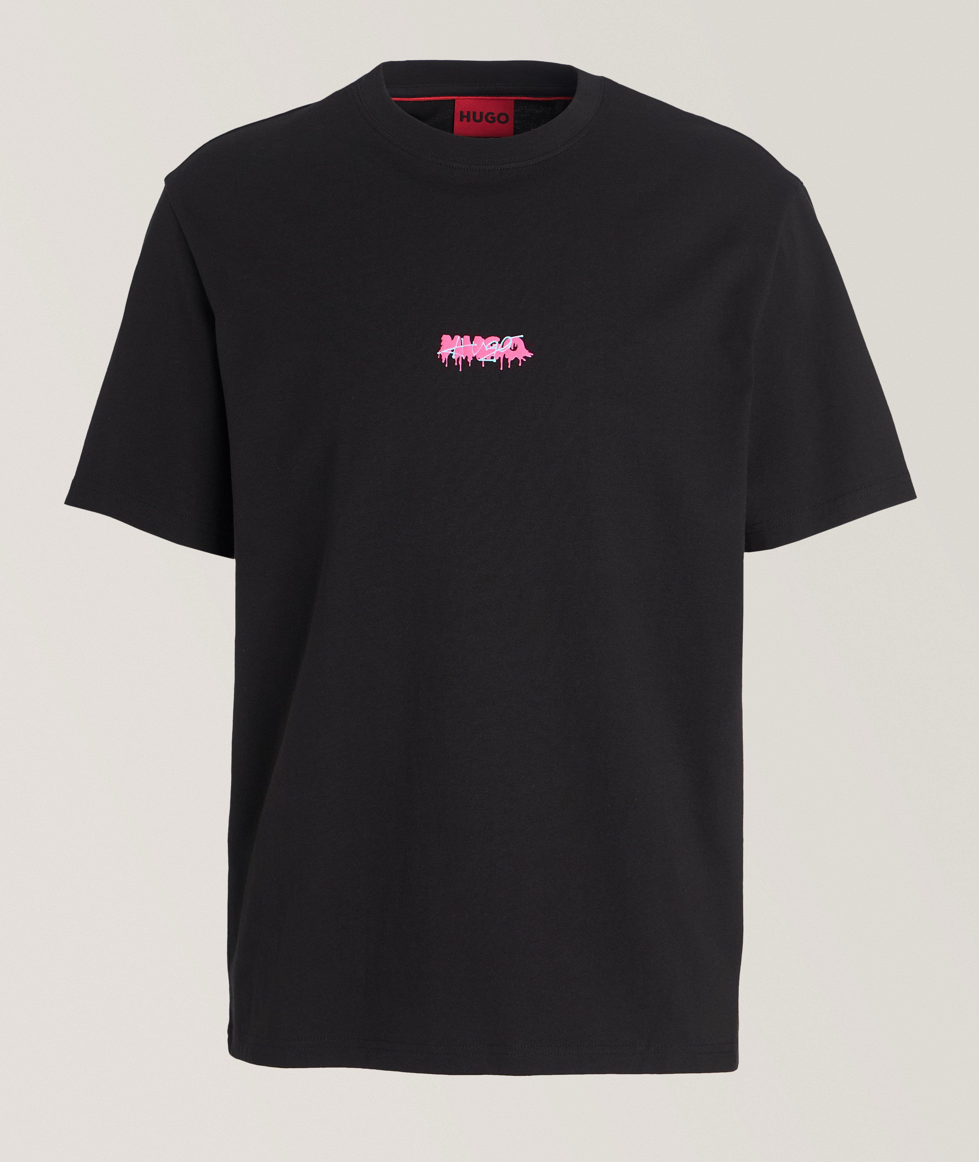 HUGO T-Shirt Avec Logos, Collection Écoresponsable En Noir , Taille Homme Grand