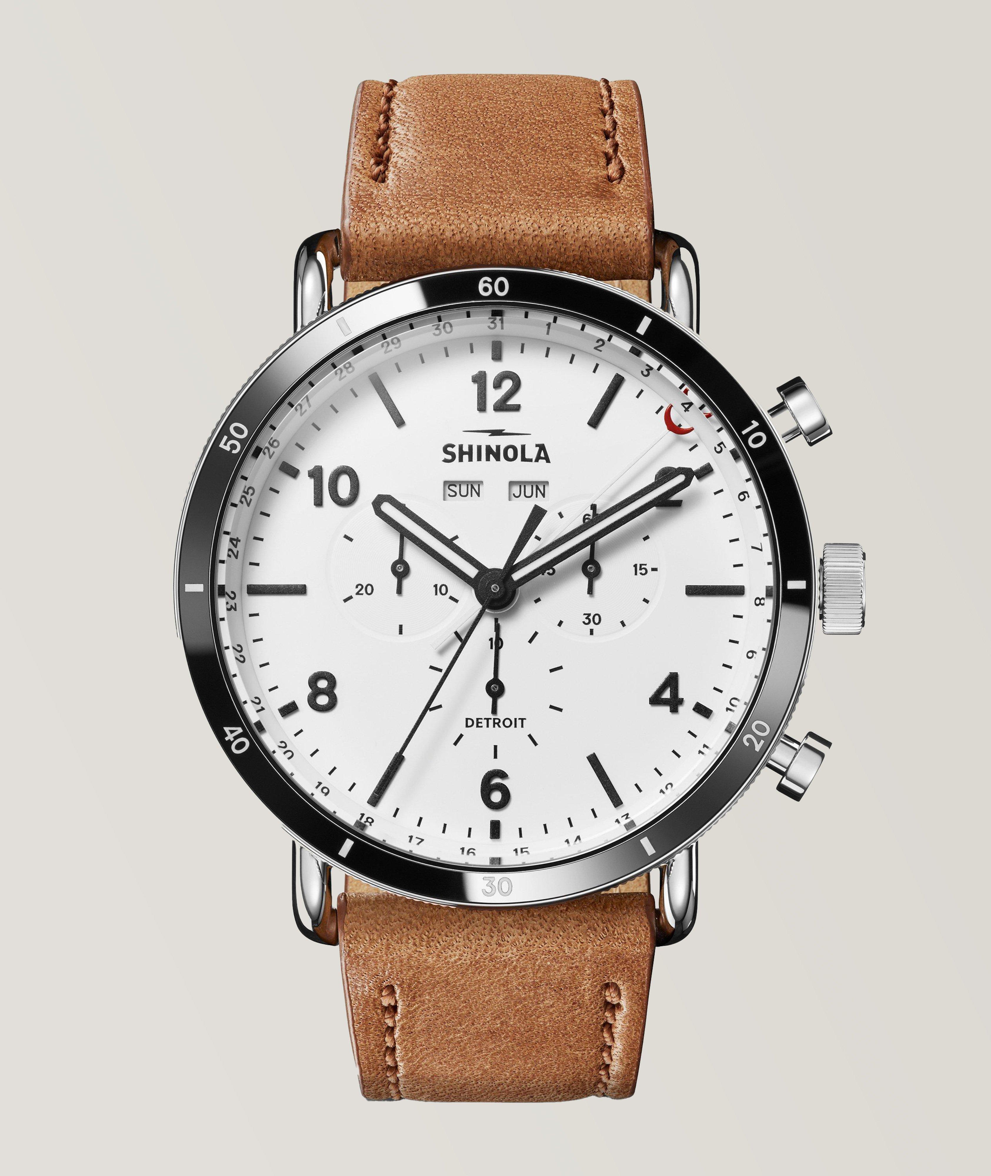 The Canfield Leather Strap Sport Watch
