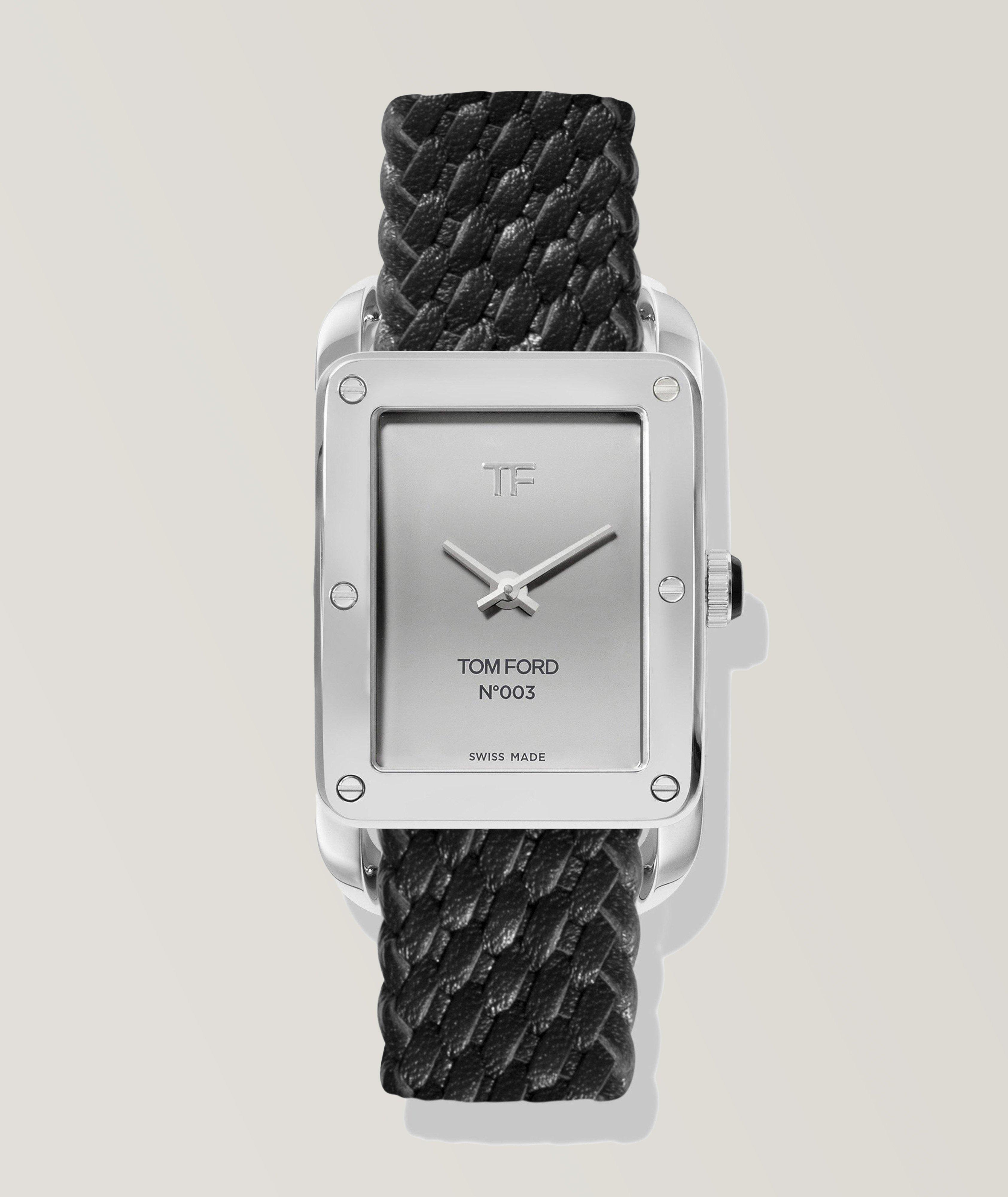 Chrome Dialed Braided Leather Watch