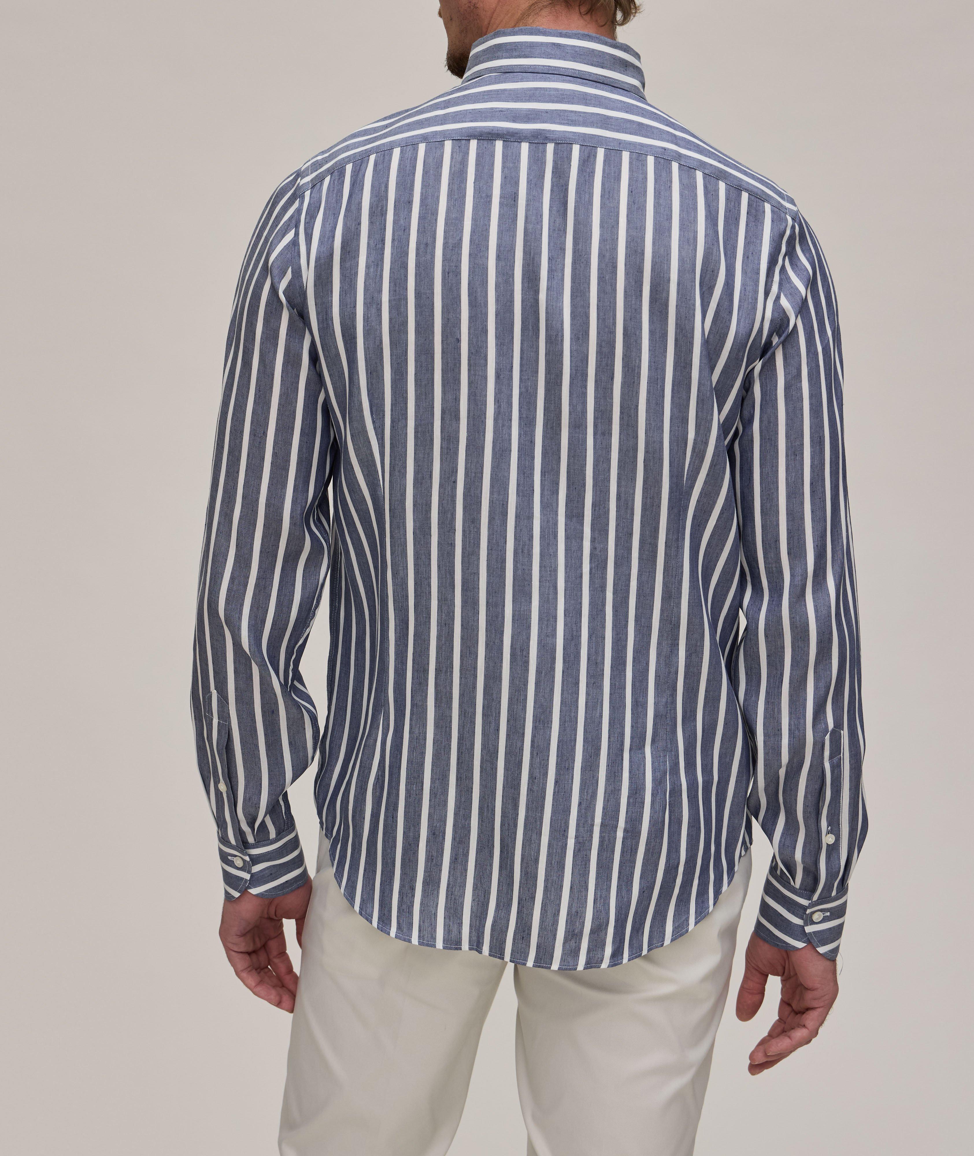 Striped Cotton-Lyocell Blend Dress Shirt image 2