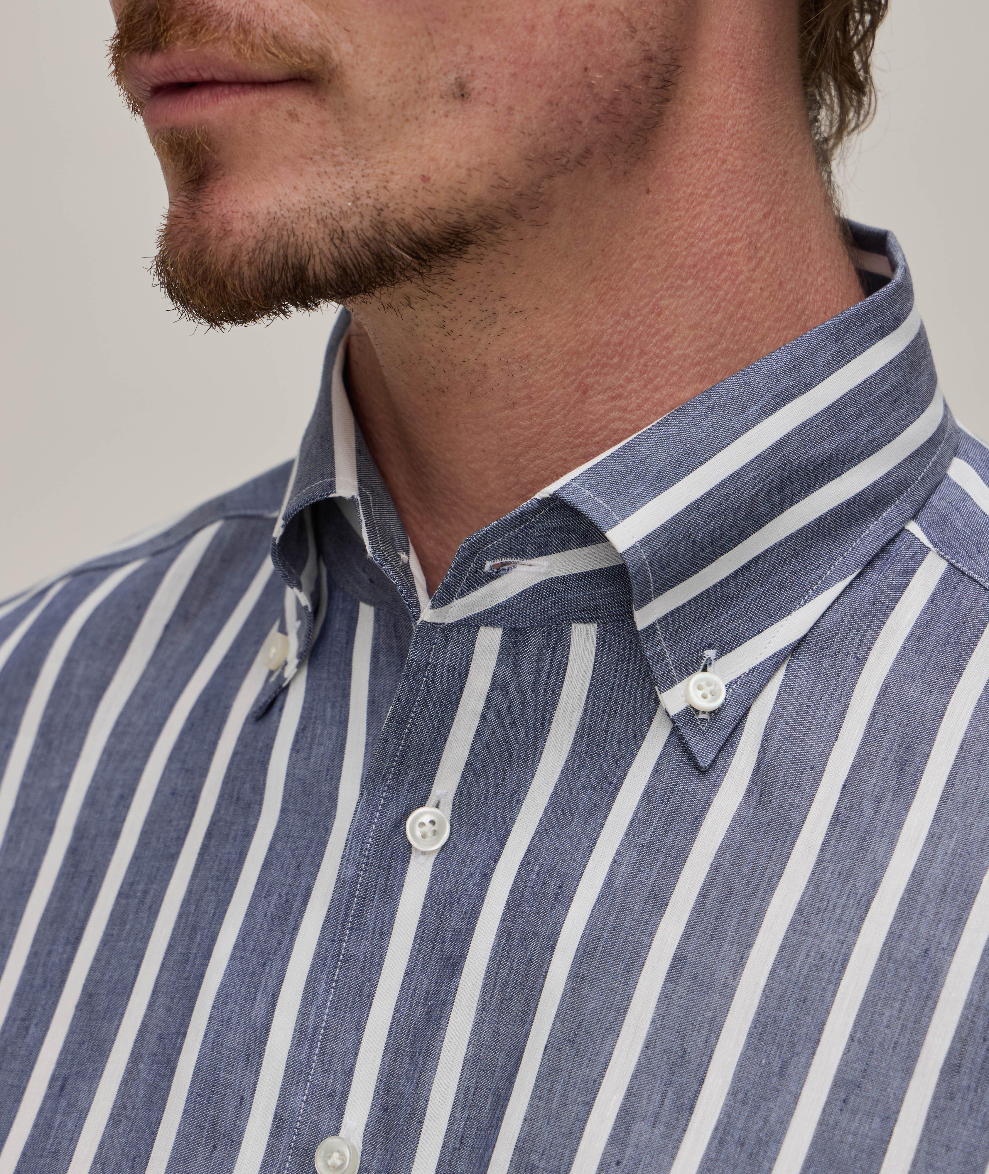 Striped Cotton-Lyocell Blend Dress Shirt image 3