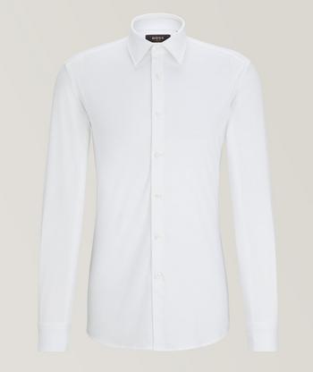 BOSS - Slim-fit shirt in easy-iron cotton-blend poplin