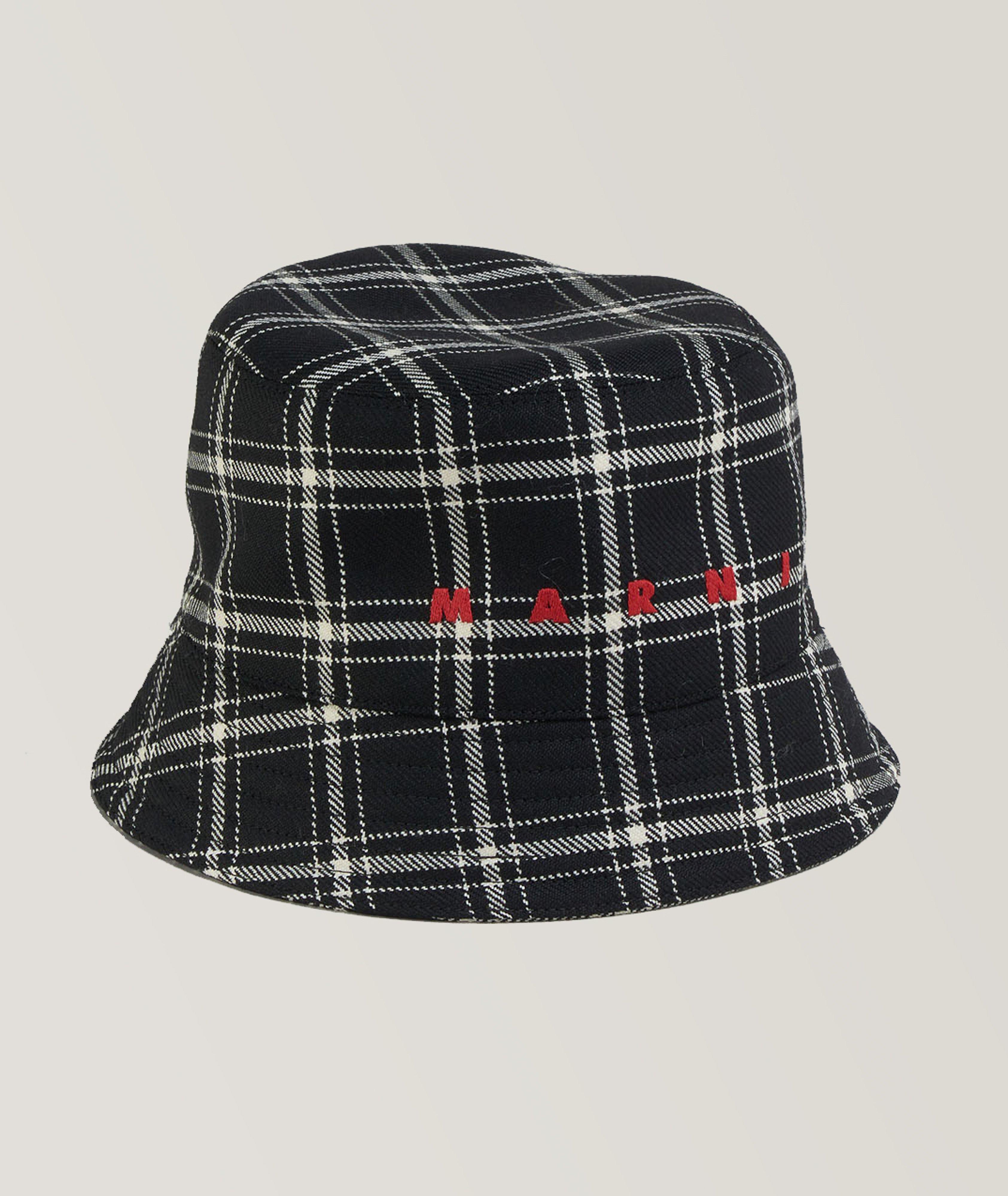 Checkered Virgin Wool Bucket Hat