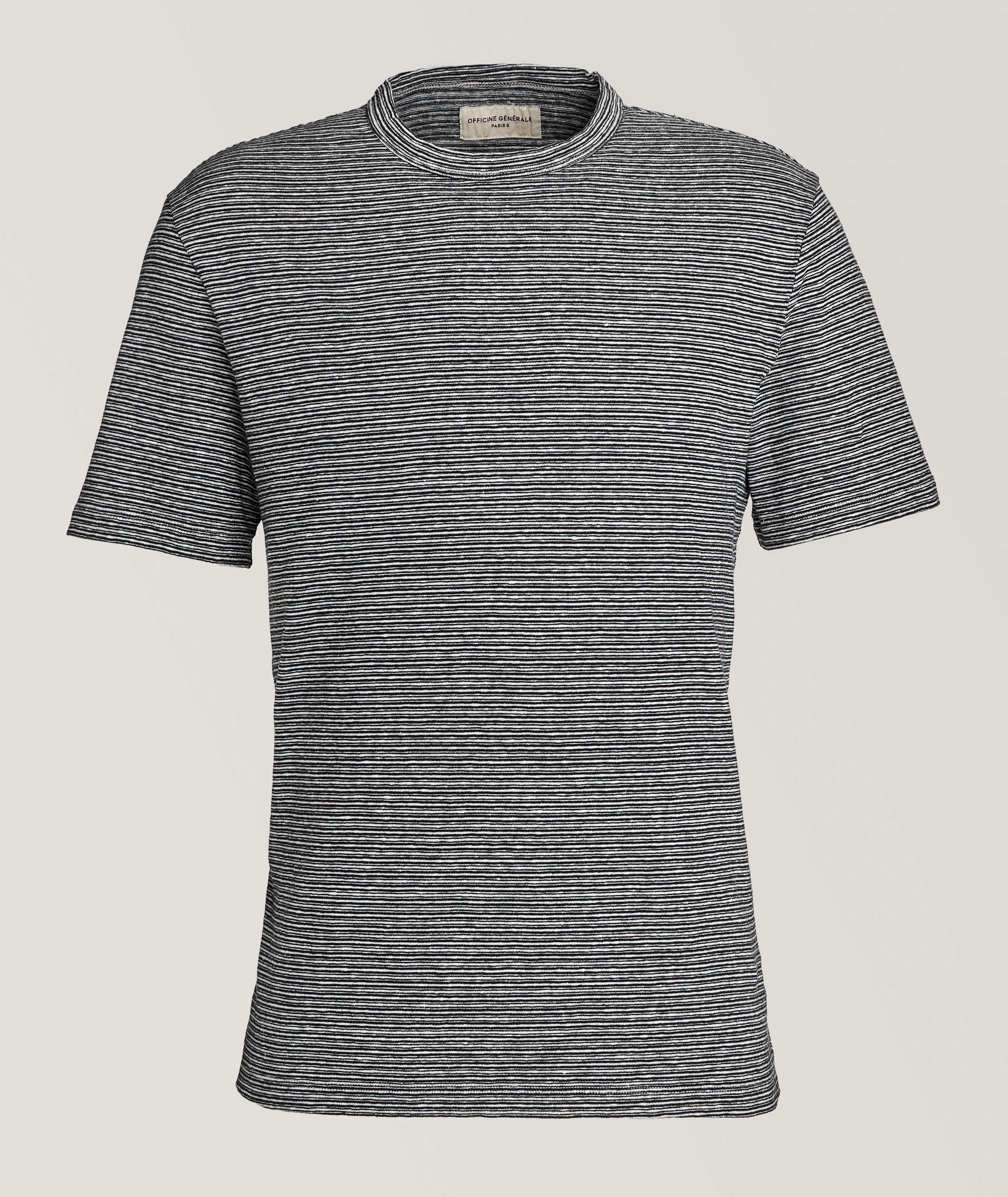 Thin Vertical Striped Cotton-Linen T-Shirt  image 0